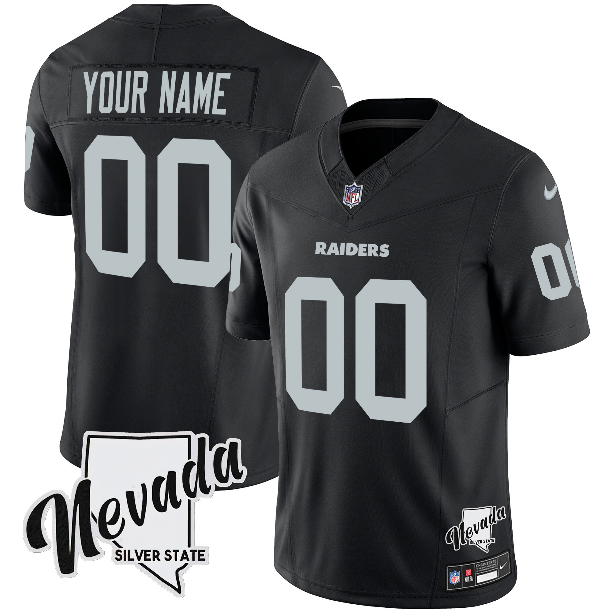Raiders Nevada Silver State Patch Vapor Custom Jersey - All Stitched - Image 2