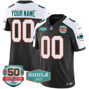 Dolphins Throwback Shula 347 Patch Vapor Custom Jersey - All Stitched