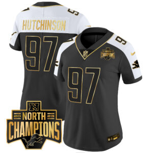 Women's Detroit Lions 2023 NFC North Division Champions Patch Vapor Gold Jersey - All Stitched