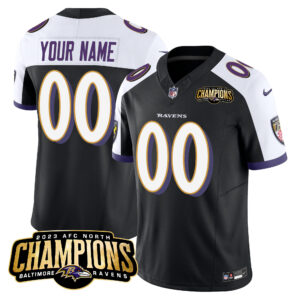 Ravens 2023 AFC North Champions Patch Vapor Limited Custom Jersey - All Stitched