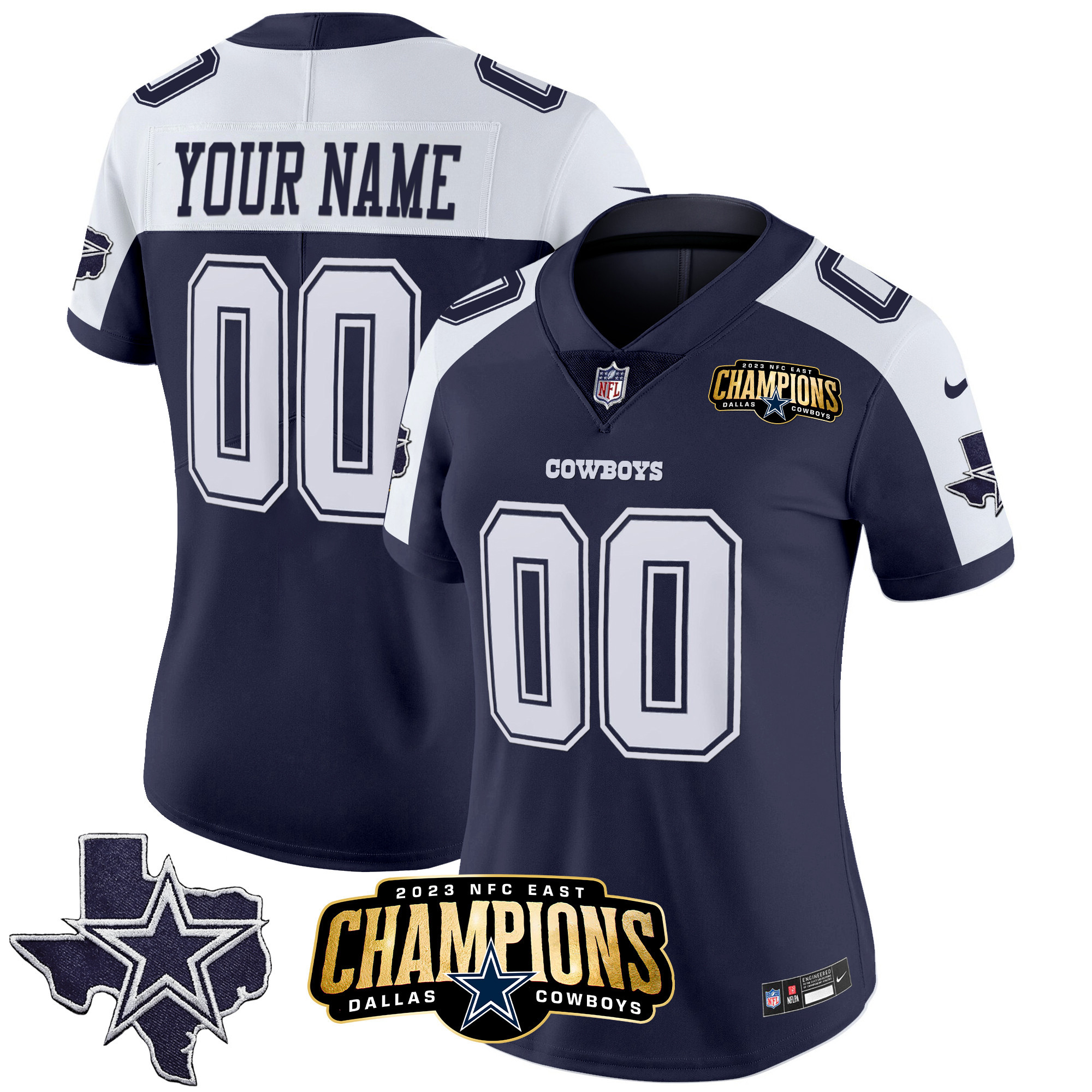 Cowboys 2023 NFC East Champions Patch Vapor Custom Jersey - All Stitched - Image 6