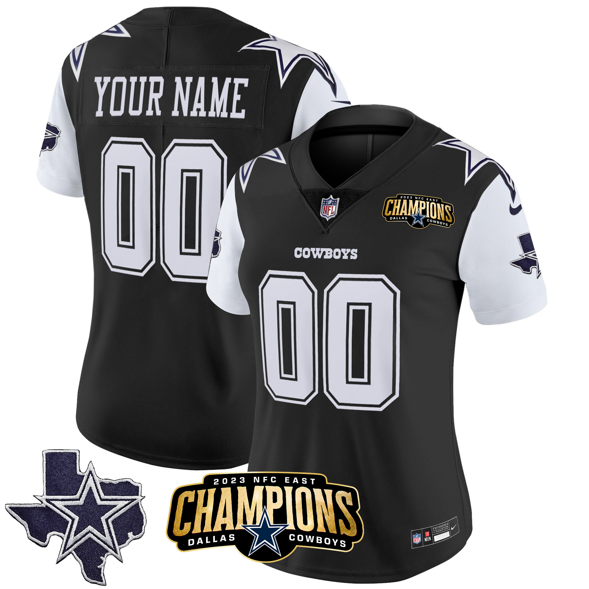 Cowboys 2023 NFC East Champions Patch Vapor Custom Jersey - All Stitched - Image 9