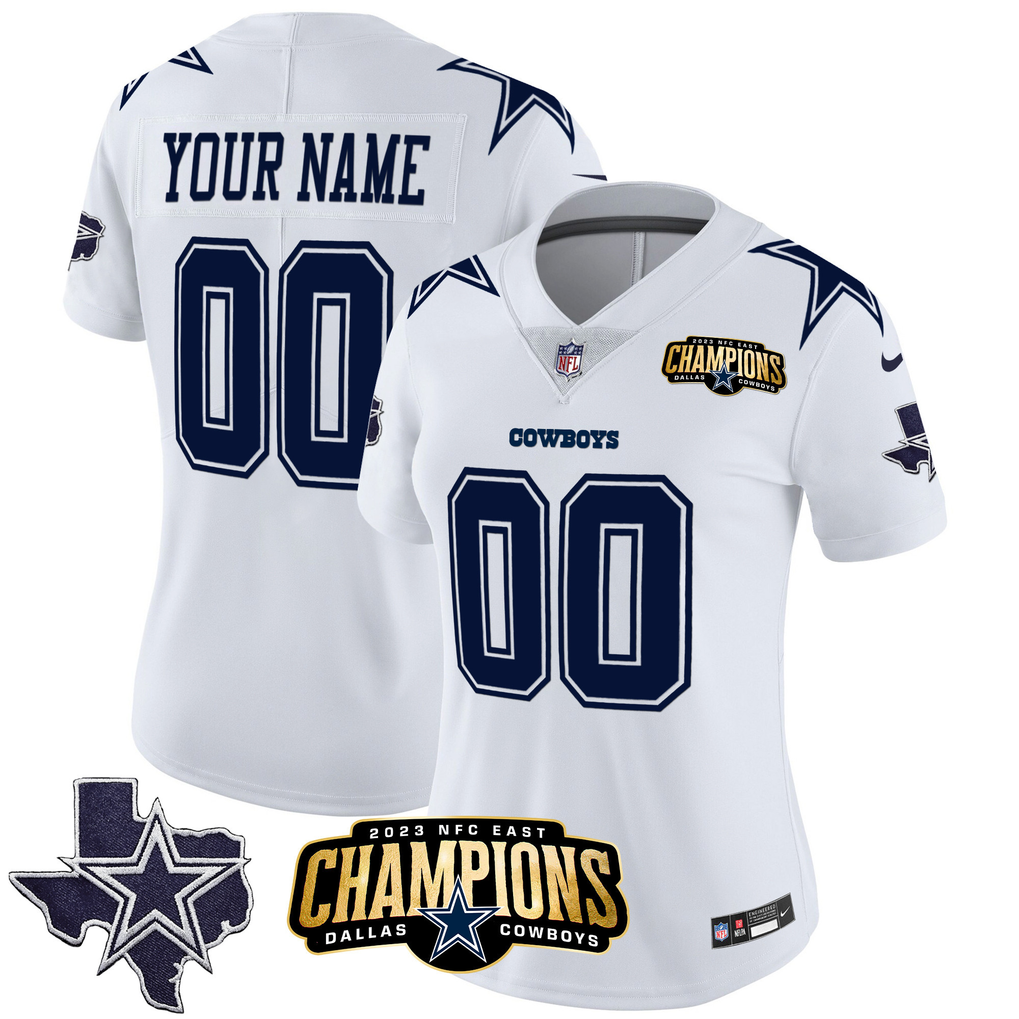 Cowboys 2023 NFC East Champions Patch Vapor Custom Jersey - All Stitched - Image 8