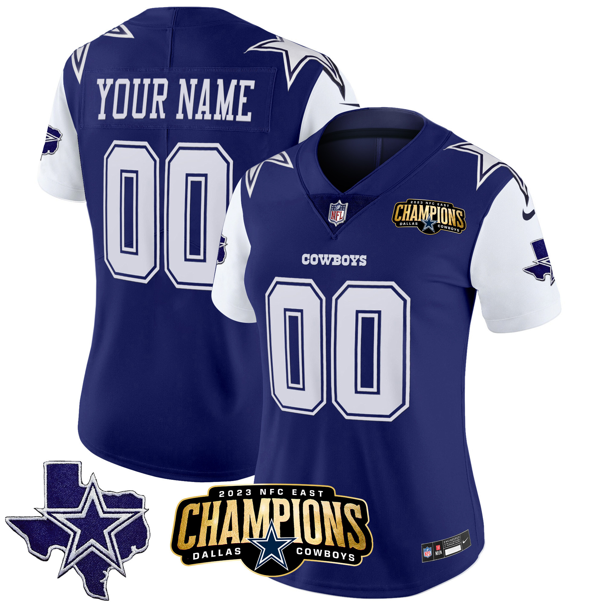 Cowboys 2023 NFC East Champions Patch Vapor Custom Jersey - All Stitched - Image 10