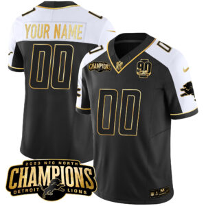 Detroit Lions 2023 NFC North Champions Patch Gold Vapor Custom Jersey V2 - All Stitched