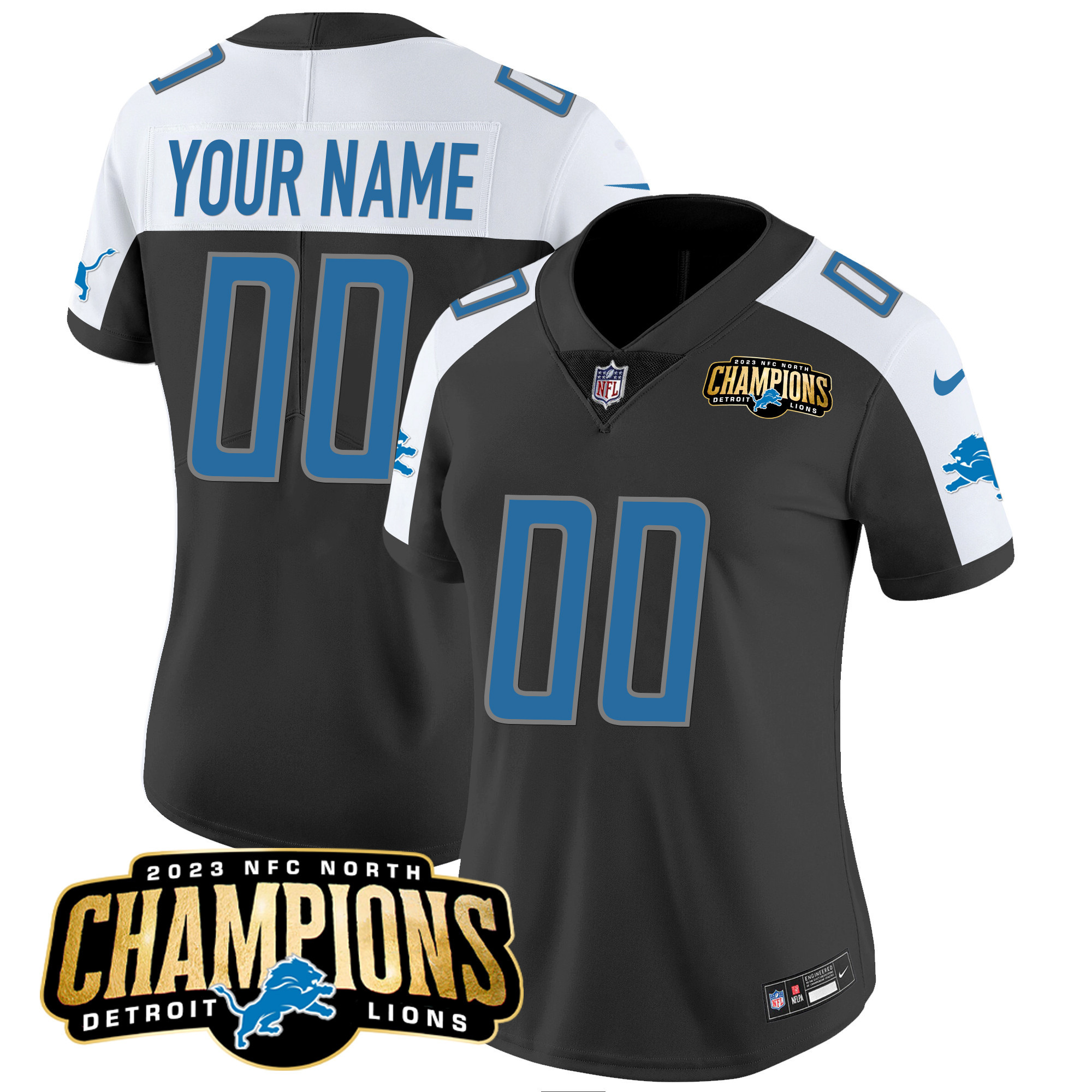 Detroit Lions 2023 NFC North Champions Patch Vapor Custom Jersey - All Stitched - Image 6