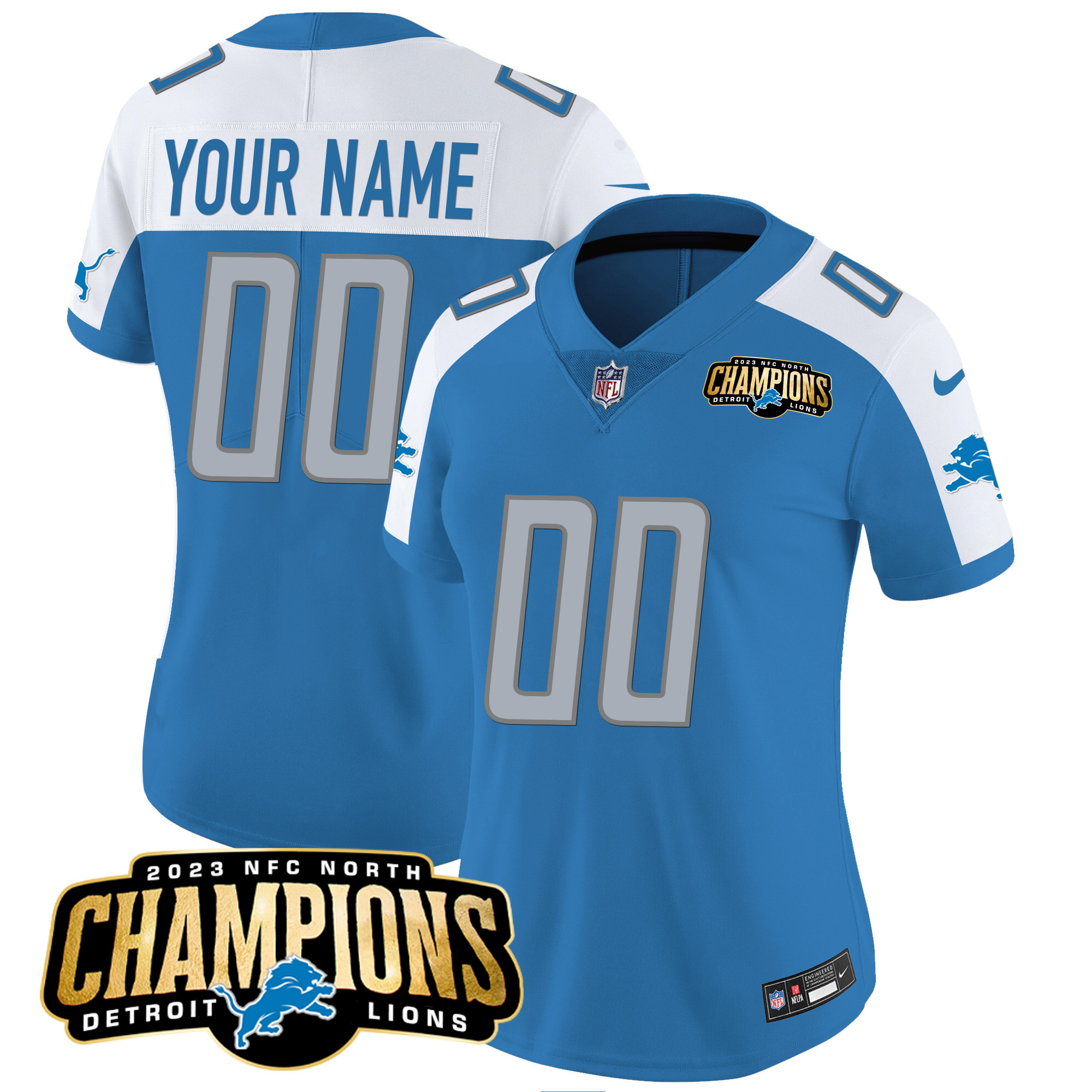 Detroit Lions 2023 NFC North Champions Patch Vapor Custom Jersey - All Stitched - Image 7