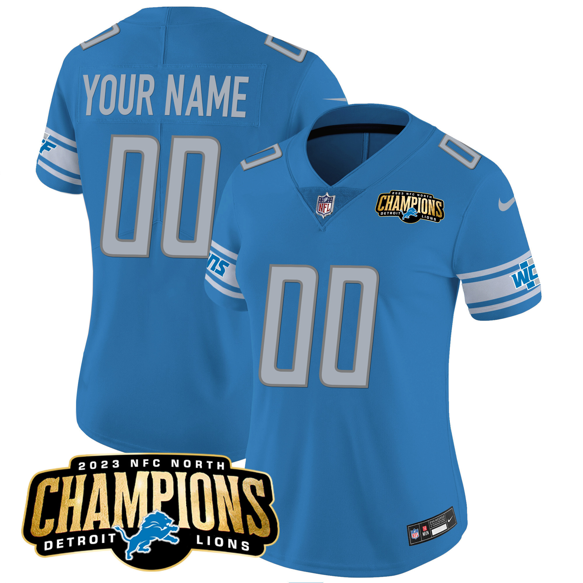 Detroit Lions 2023 NFC North Champions Patch Vapor Custom Jersey - All Stitched - Image 8
