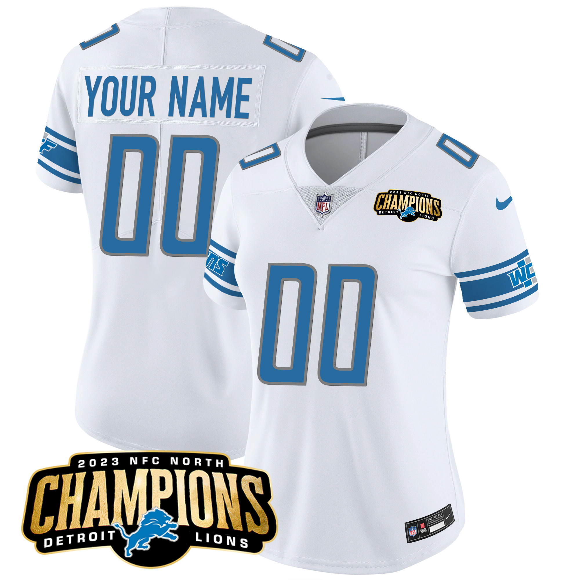 Detroit Lions 2023 NFC North Champions Patch Vapor Custom Jersey - All Stitched - Image 9