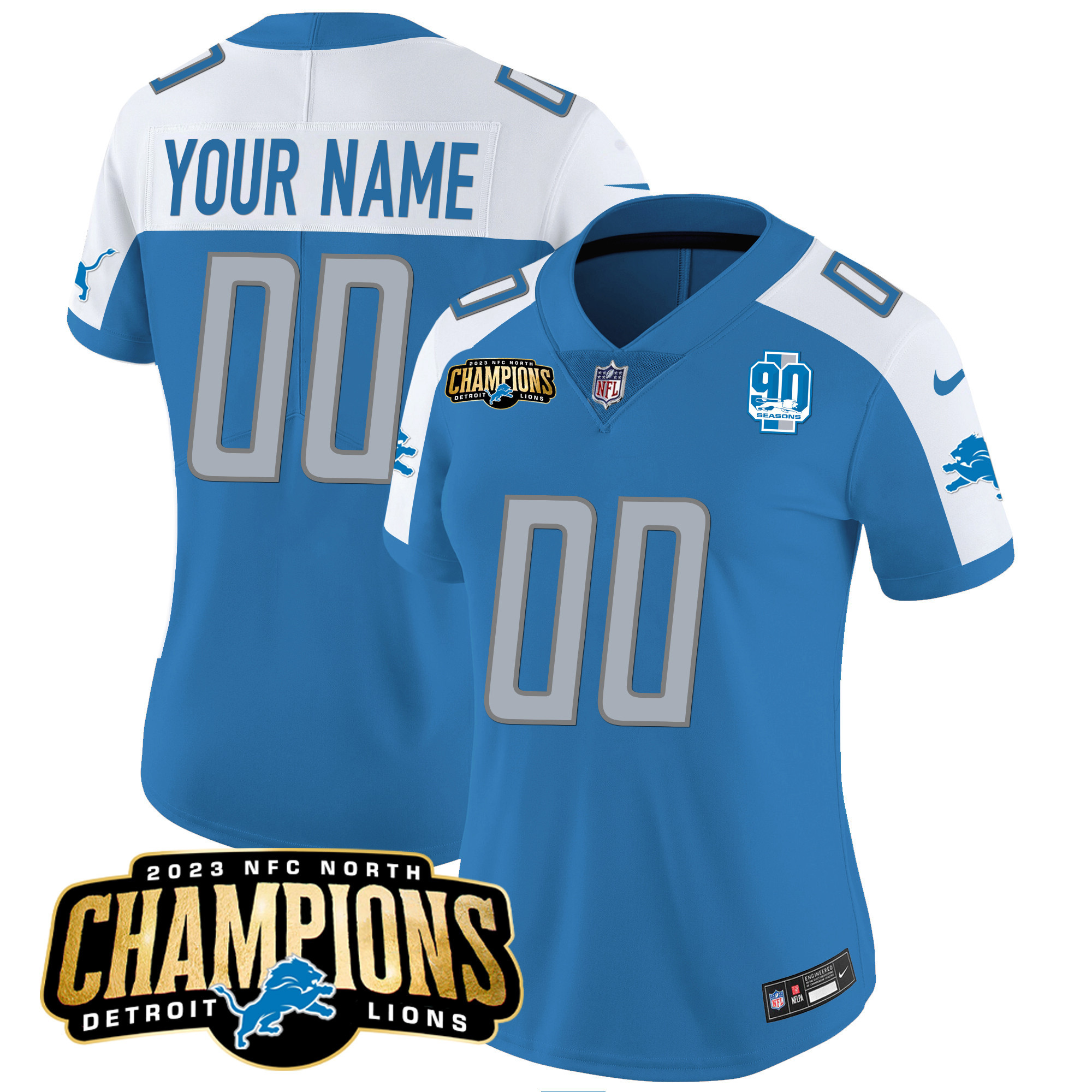 Detroit Lions 2023 NFC North Champions Patch Vapor Custom Jersey V2 - All Stitched - Image 7