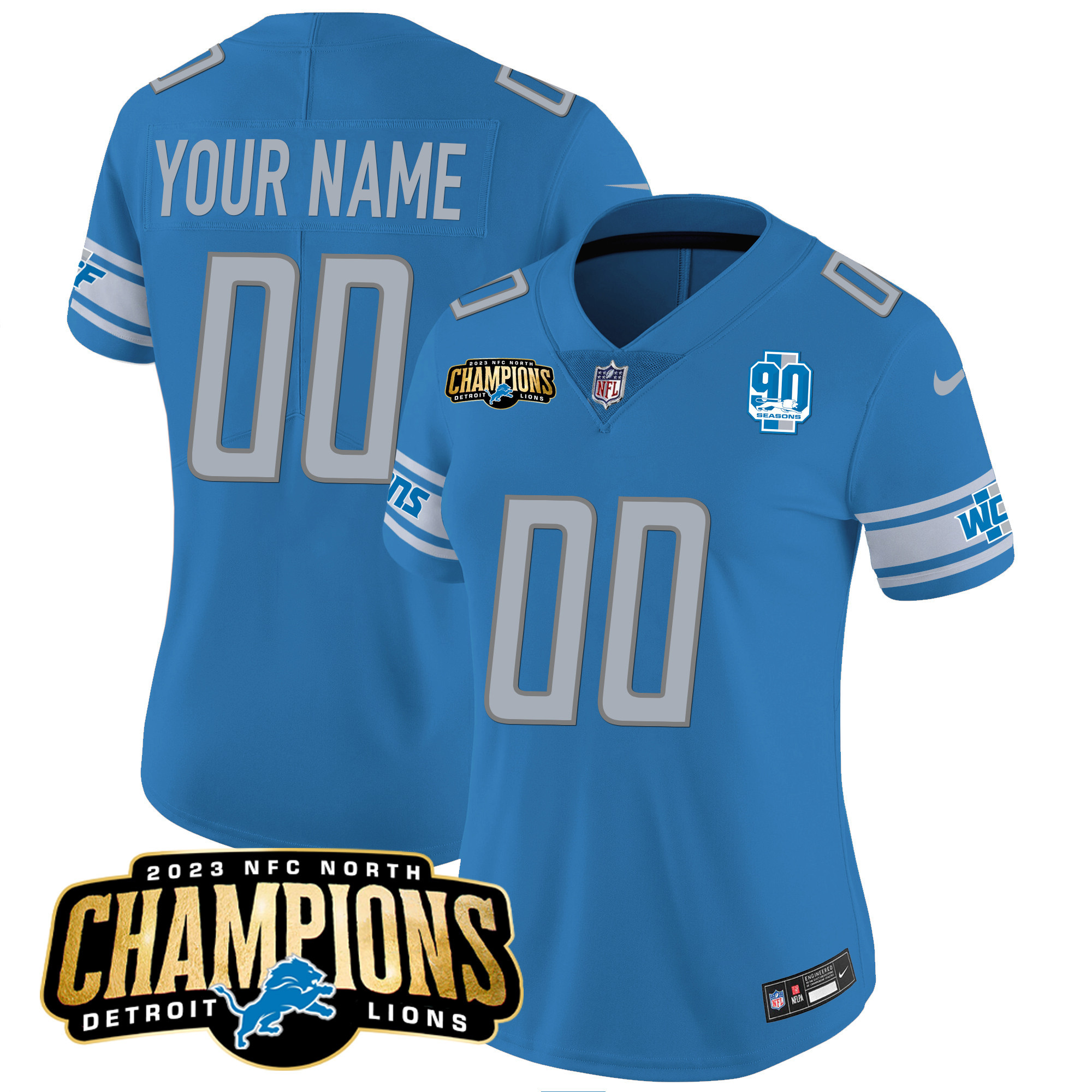 Detroit Lions 2023 NFC North Champions Patch Vapor Custom Jersey V2 - All Stitched - Image 8