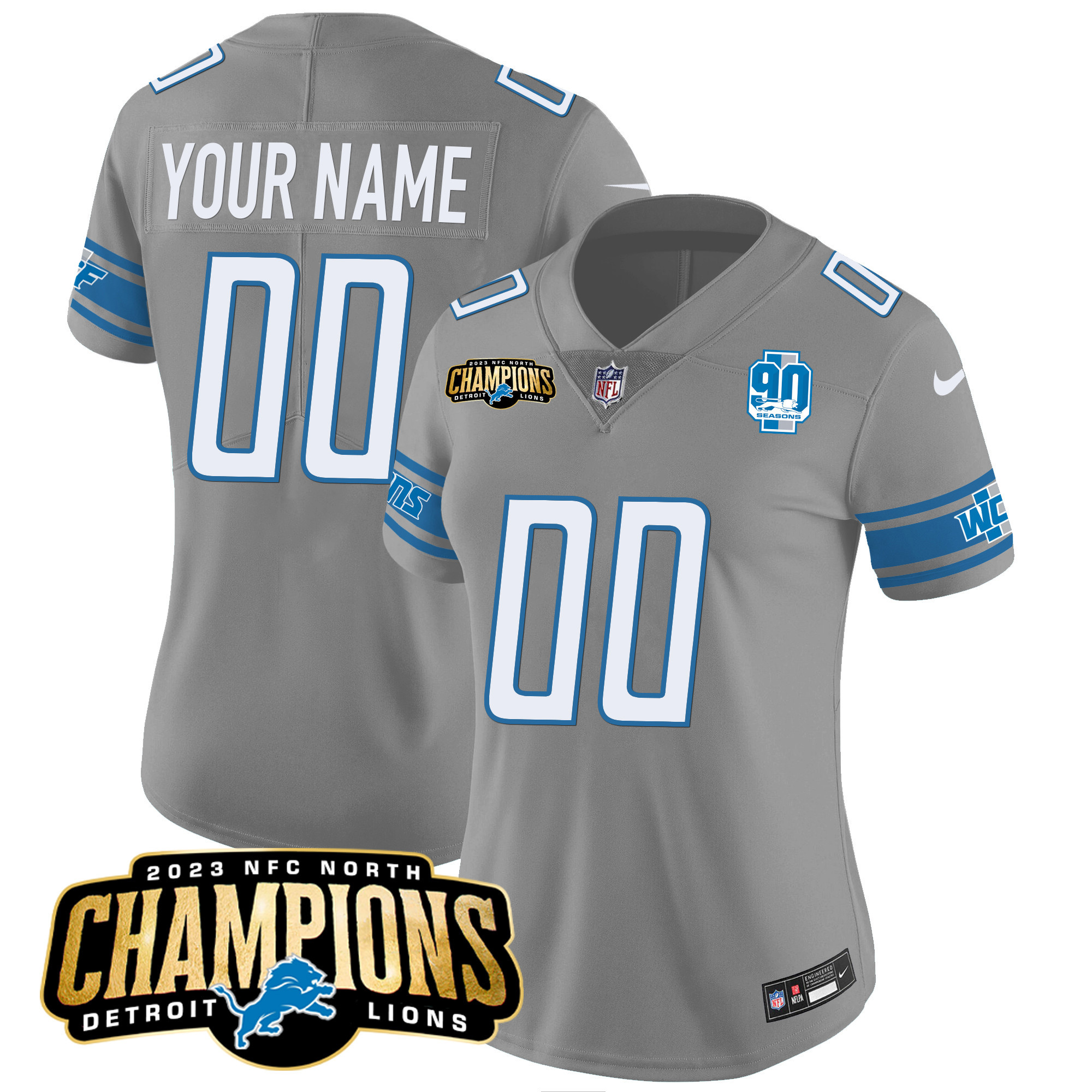Detroit Lions 2023 NFC North Champions Patch Vapor Custom Jersey V2 - All Stitched - Image 10