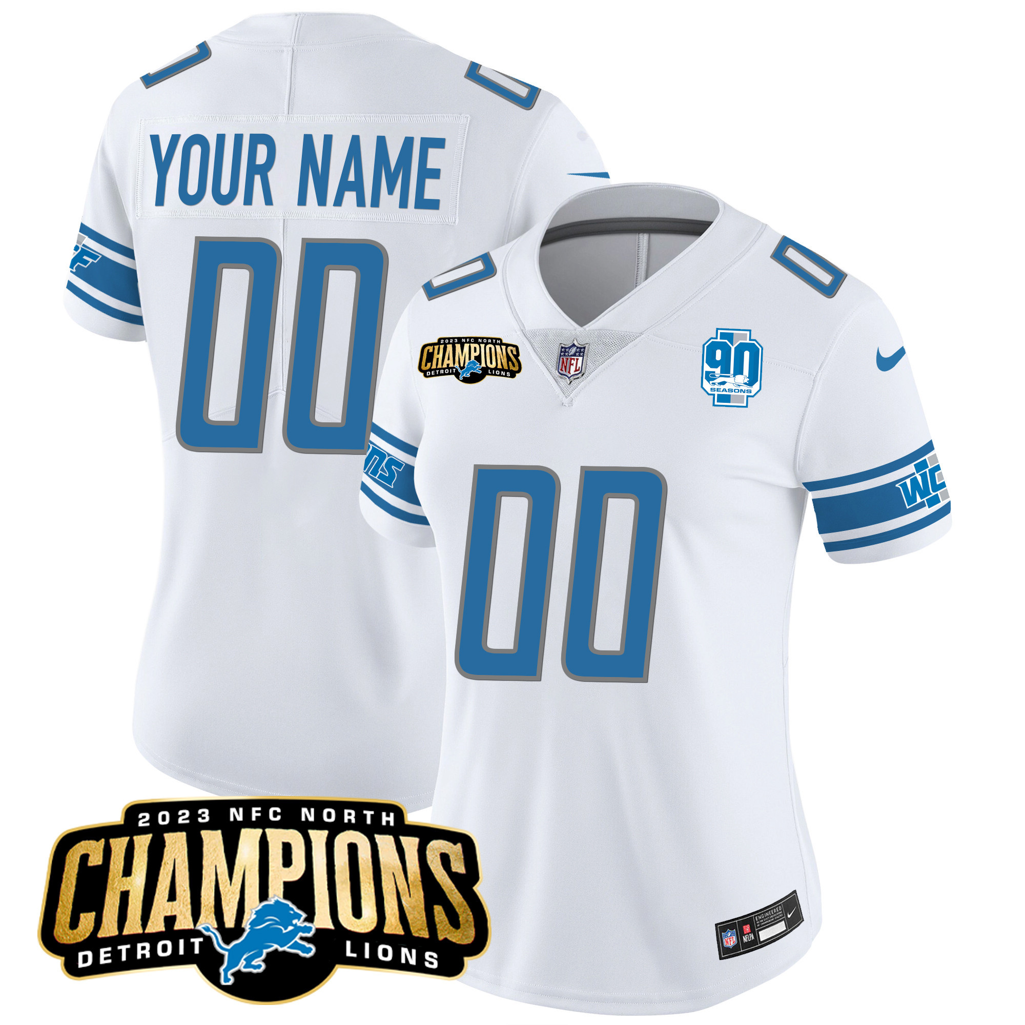 Detroit Lions 2023 NFC North Champions Patch Vapor Custom Jersey V2 - All Stitched - Image 9