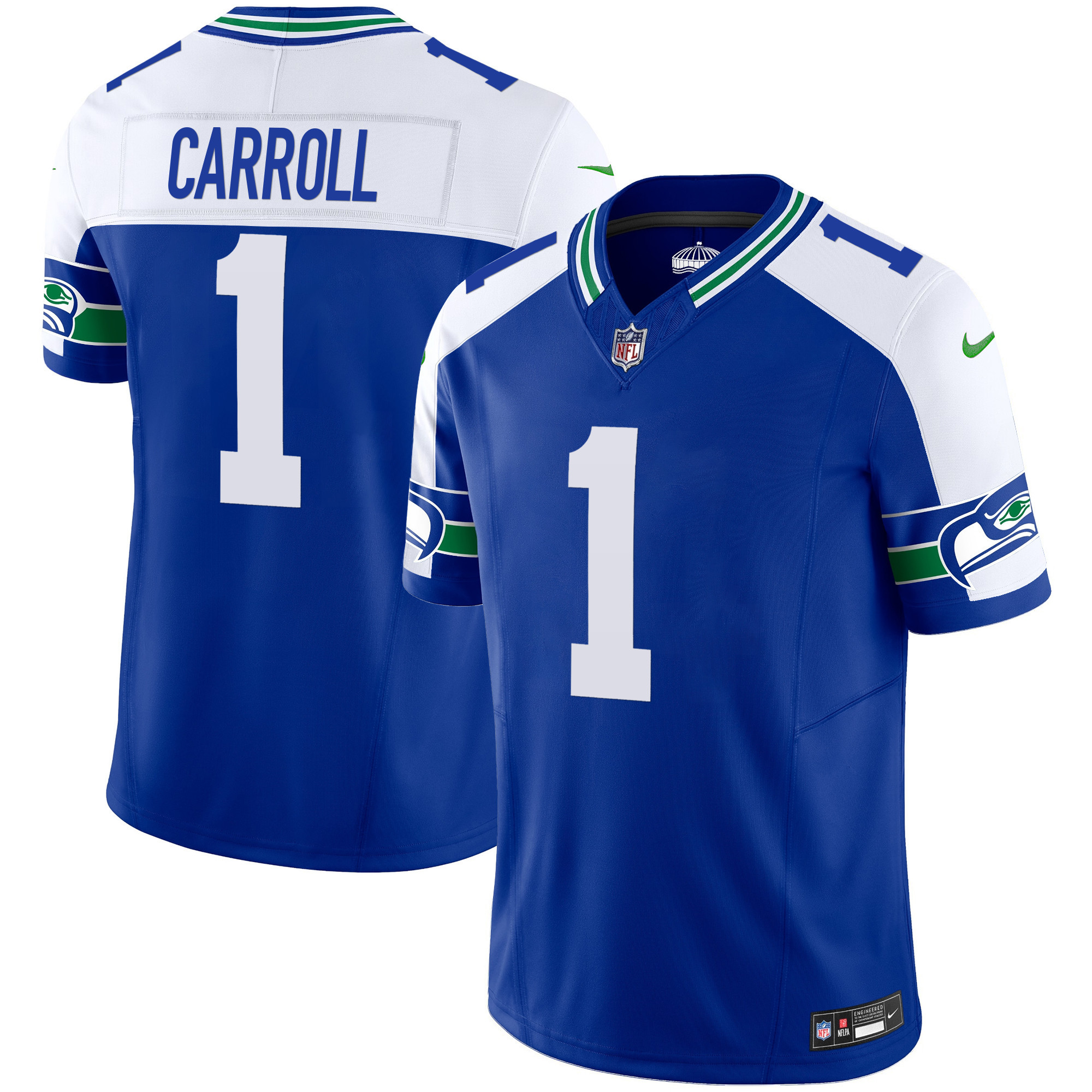 Pete Carroll Seahawks Throwback Vapor Limited Jersey - All Stitched - Image 2