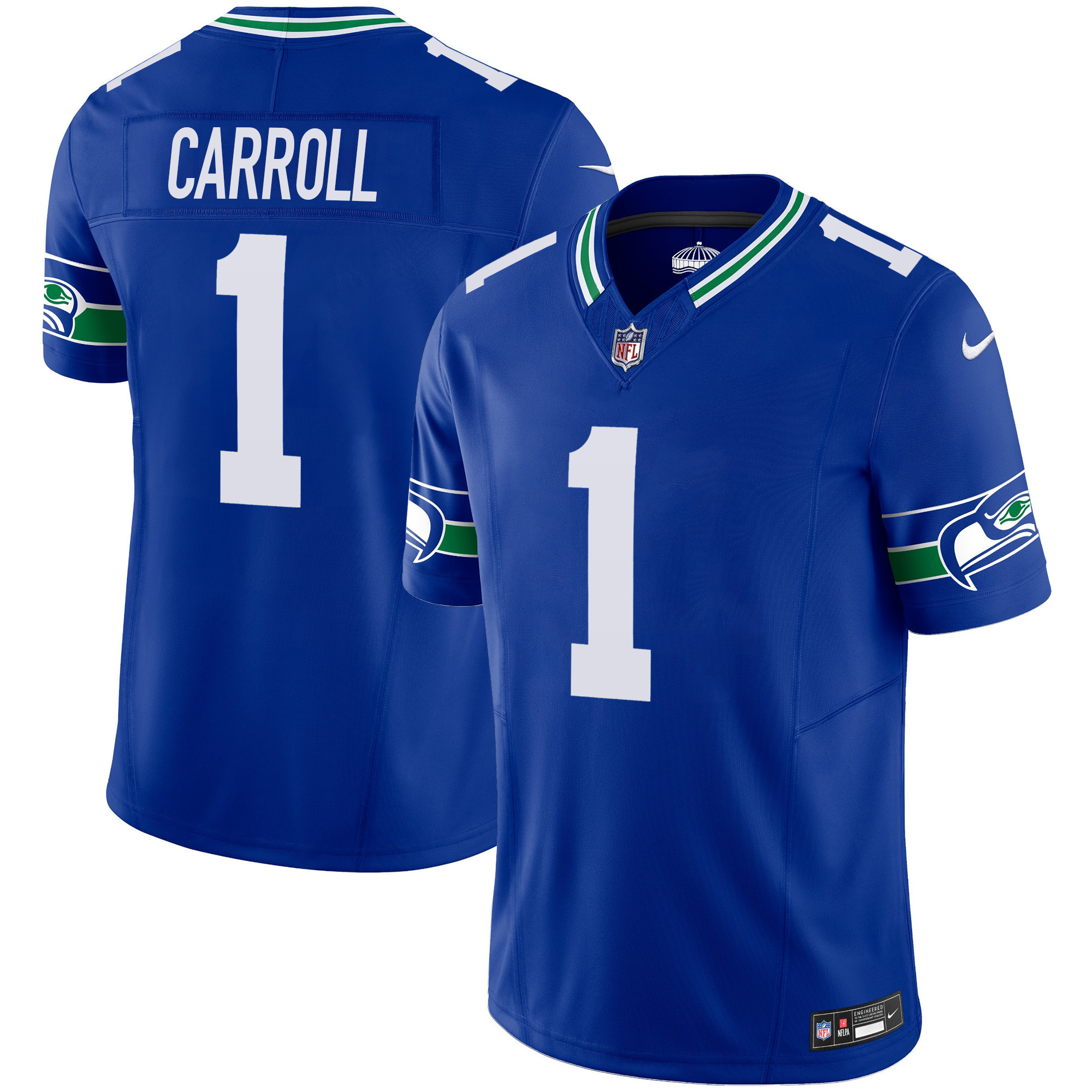 Pete Carroll Seahawks Throwback Vapor Limited Jersey - All Stitched - Image 3