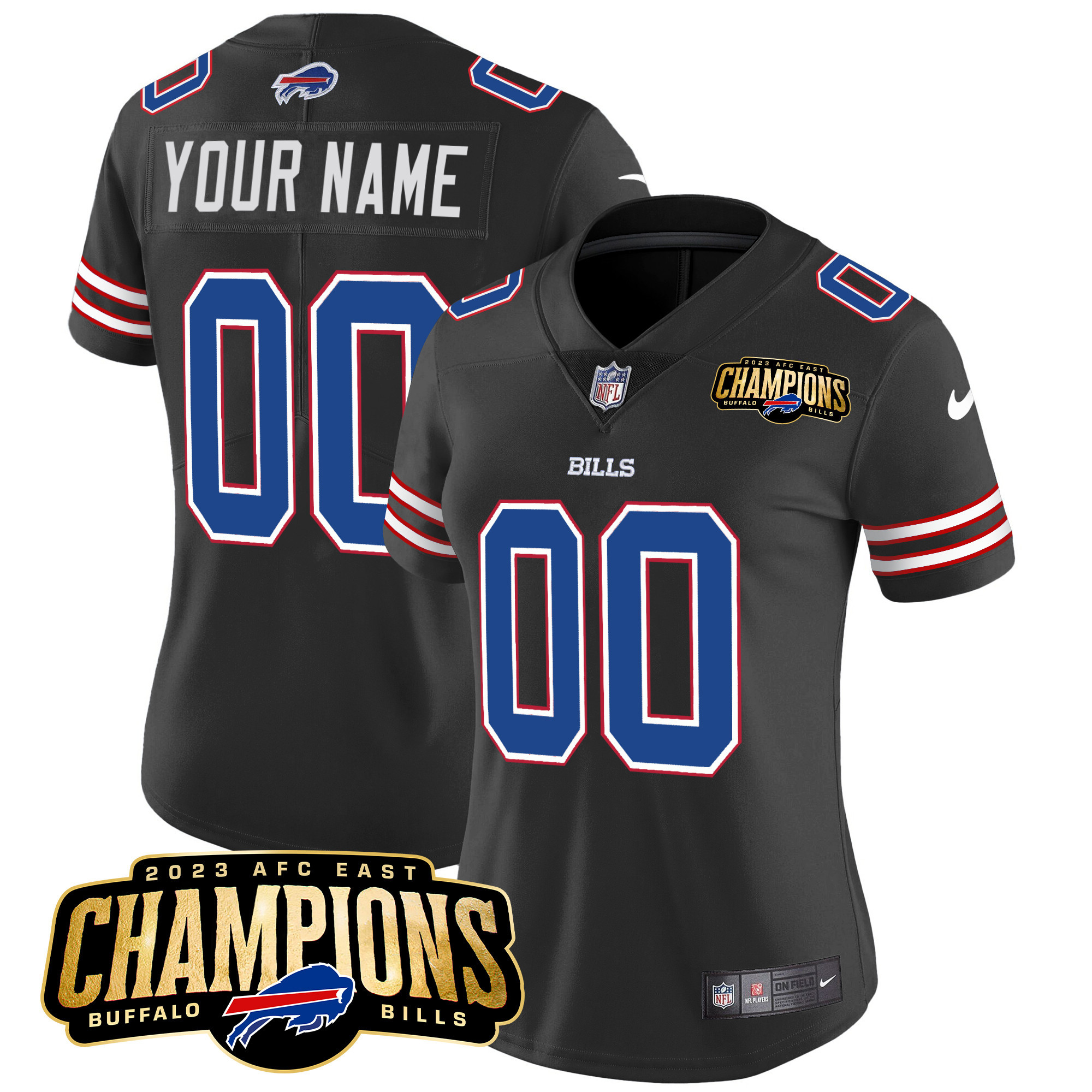 Bills 2023 AFC East Champions Patch Vapor Custom Jersey - All Stitched - Image 12