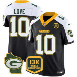 Men's Packers 13 Time World Champions & Home Patch Vapor Jersey – All Stitched