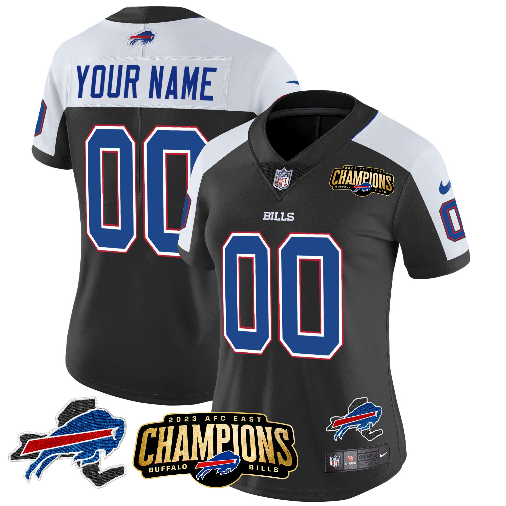 Bills 2023 AFC East Champions Patch Vapor Custom Jersey V2 - All Stitched - Image 7
