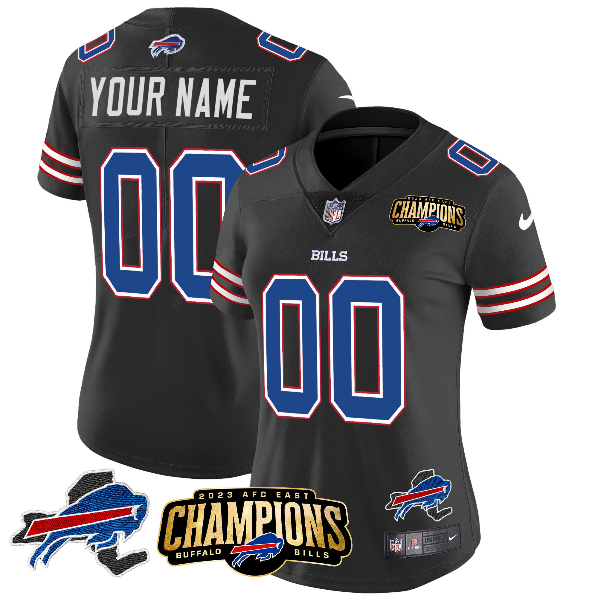 Bills 2023 AFC East Champions Patch Vapor Custom Jersey V2 - All Stitched - Image 12