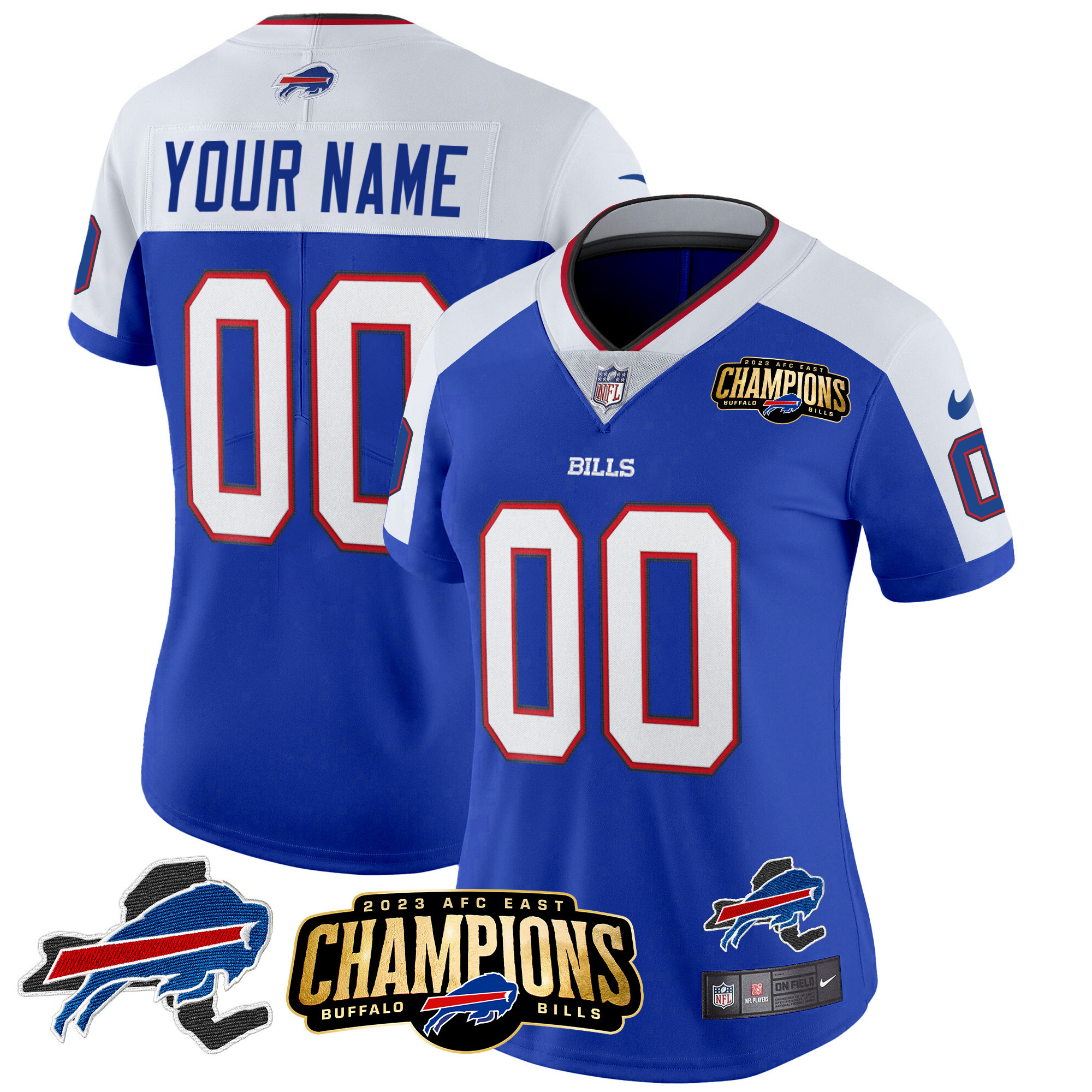 Bills 2023 AFC East Champions Patch Vapor Custom Jersey V2 - All Stitched - Image 8