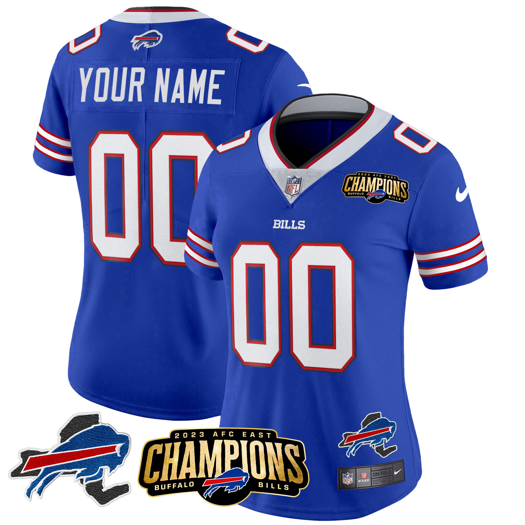 Bills 2023 AFC East Champions Patch Vapor Custom Jersey V2 - All Stitched - Image 9