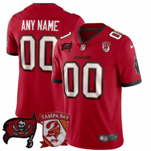 Tampa Bay Buccaneers Logo Patch Custom Jersey - All Stitched