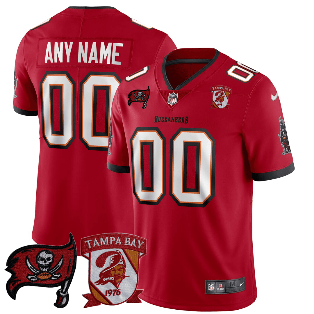 Tampa Bay Buccaneers Logo Patch Custom Jersey - All Stitched