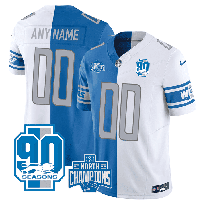 Detroit Lions 90th Season & NFC Champions Patch Split Custom Jersey - All Stitched - Image 2