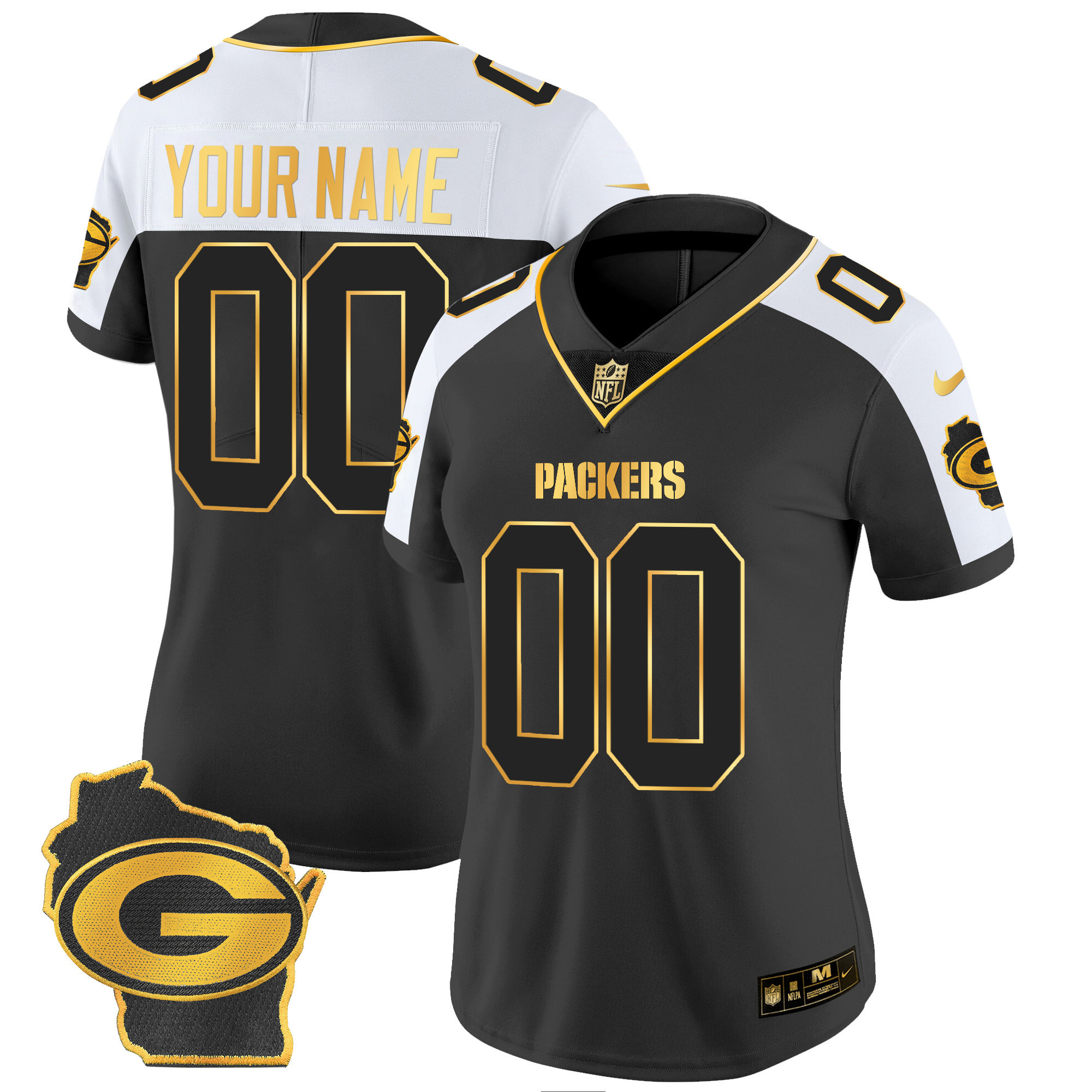Packers Home Patch Gold Vapor Custom Jersey - All Stitched - Image 5