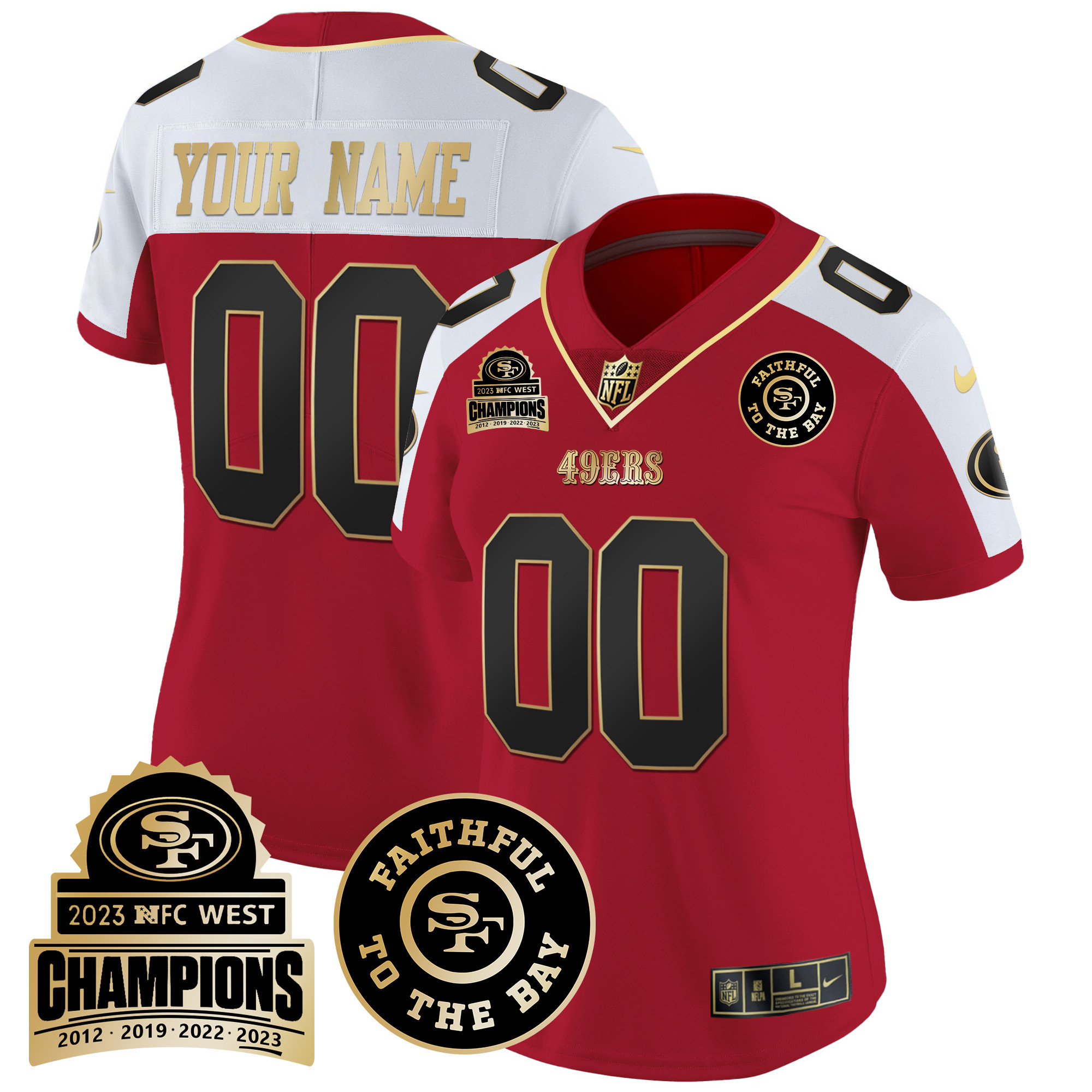 49ers 2023 NFC West Champions Patch Vapor Custom Jersey V3 - All Stitched - Image 10