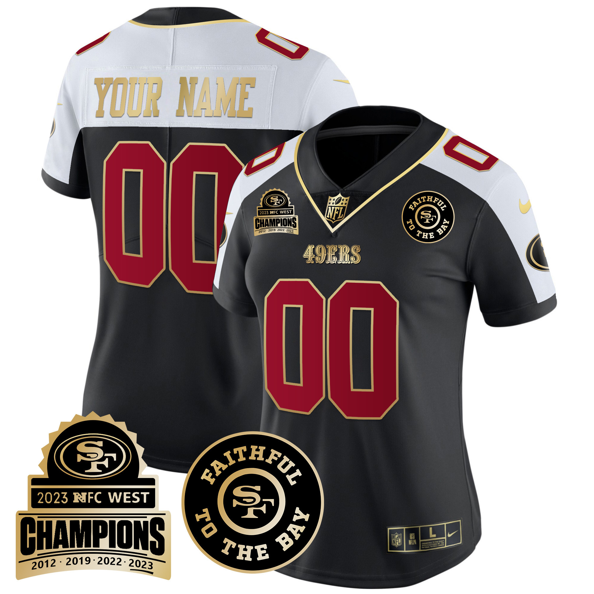 49ers 2023 NFC West Champions Patch Vapor Custom Jersey V3 - All Stitched - Image 6