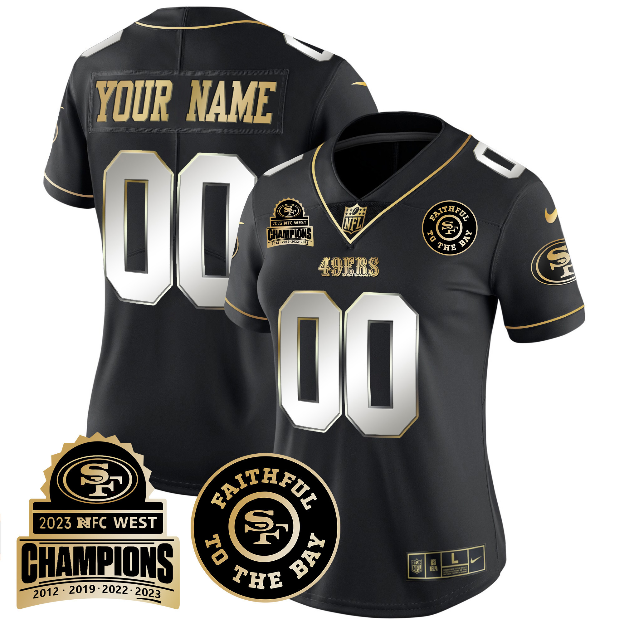 49ers 2023 NFC West Champions Patch Vapor Custom Jersey V3 - All Stitched - Image 9