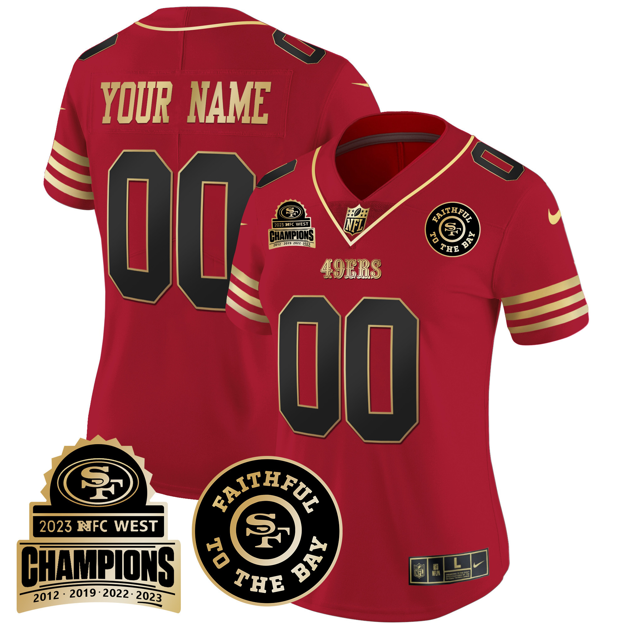 49ers 2023 NFC West Champions Patch Vapor Custom Jersey V3 - All Stitched - Image 7