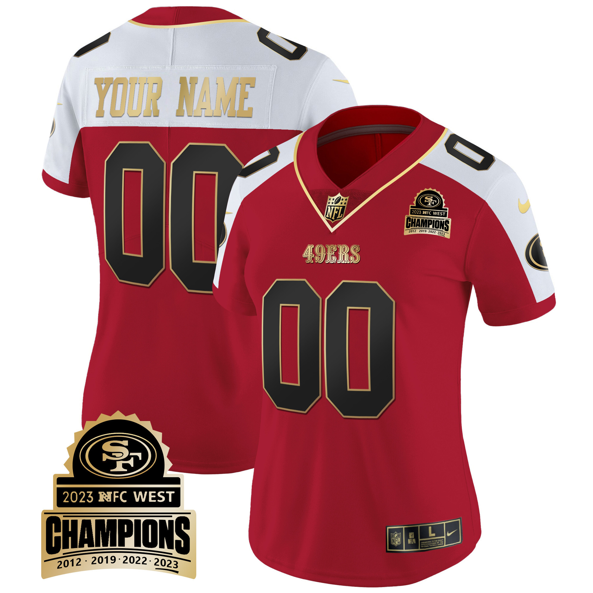 49ers 2023 NFC West Champions Patch Vapor Custom Jersey V4 - All Stitched - Image 10