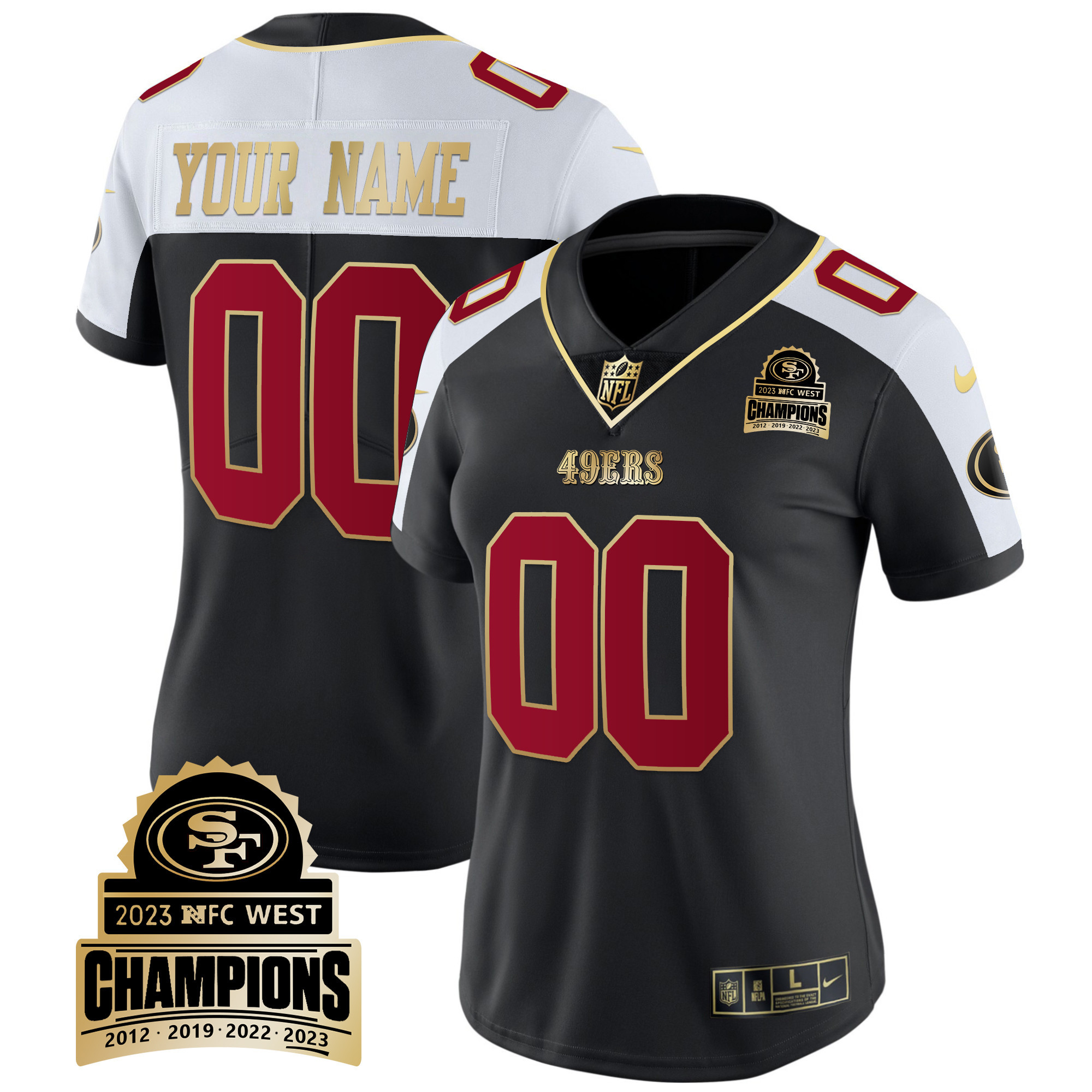 49ers 2023 NFC West Champions Patch Vapor Custom Jersey V4 - All Stitched - Image 6
