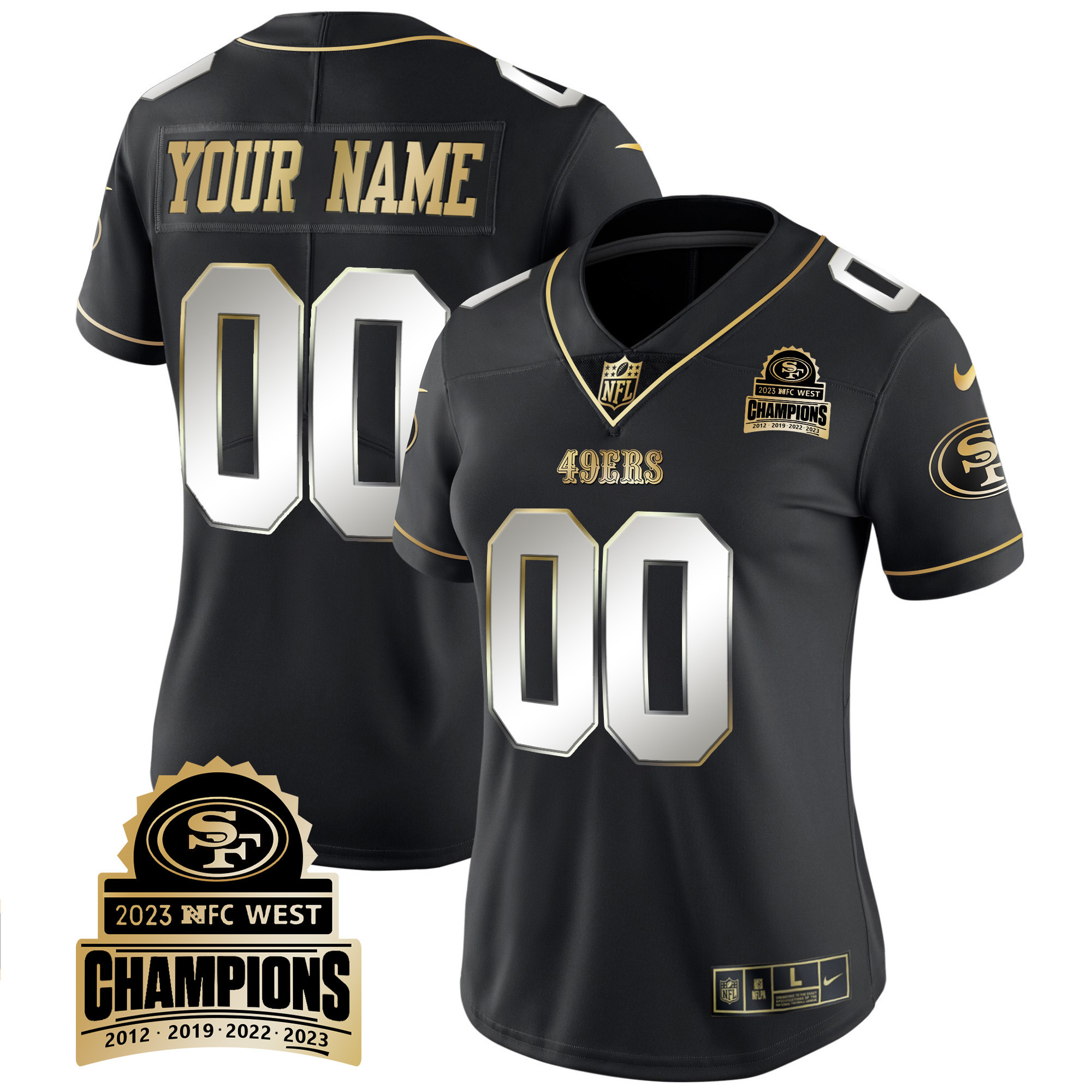 49ers 2023 NFC West Champions Patch Vapor Custom Jersey V4 - All Stitched - Image 9