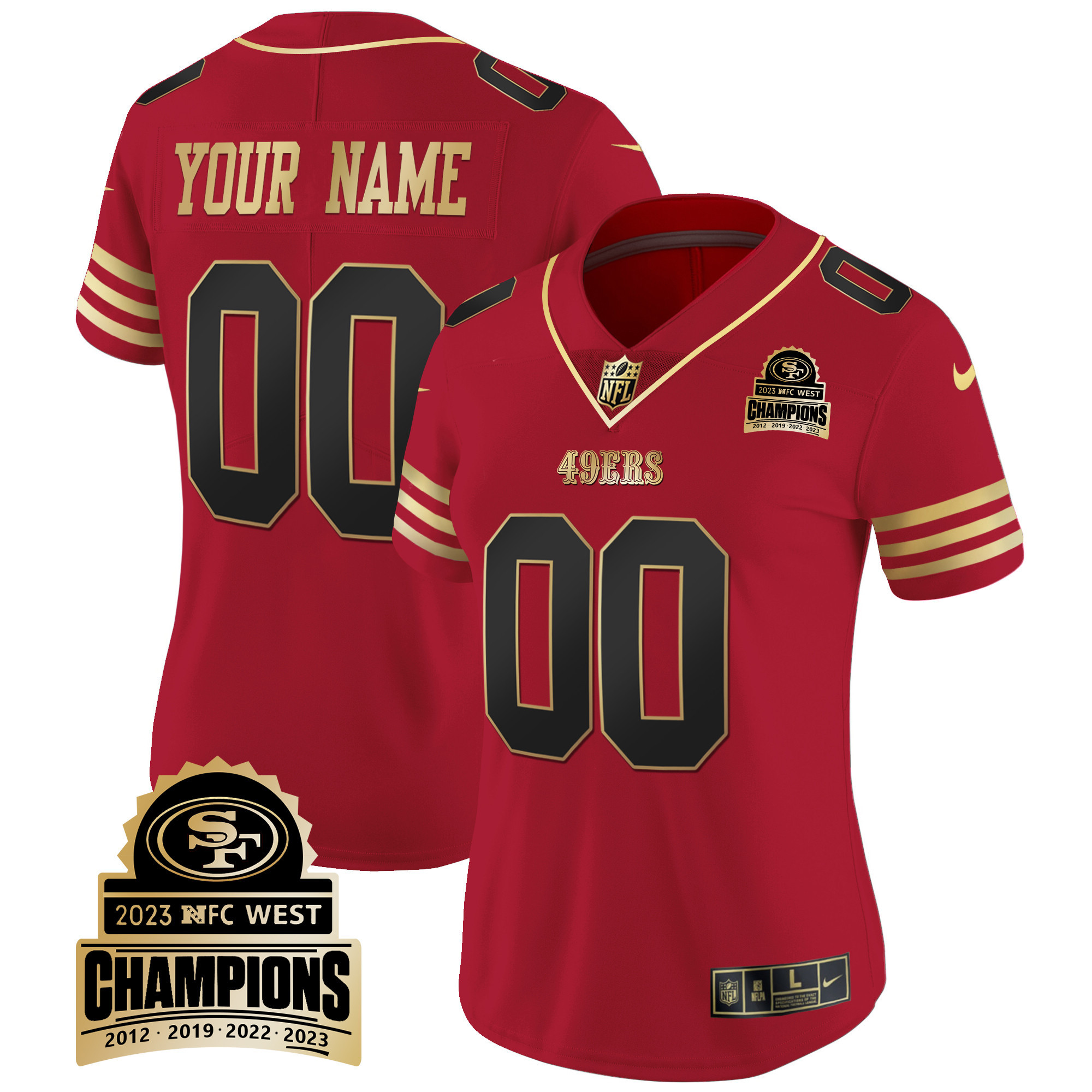 49ers 2023 NFC West Champions Patch Vapor Custom Jersey V4 - All Stitched - Image 7