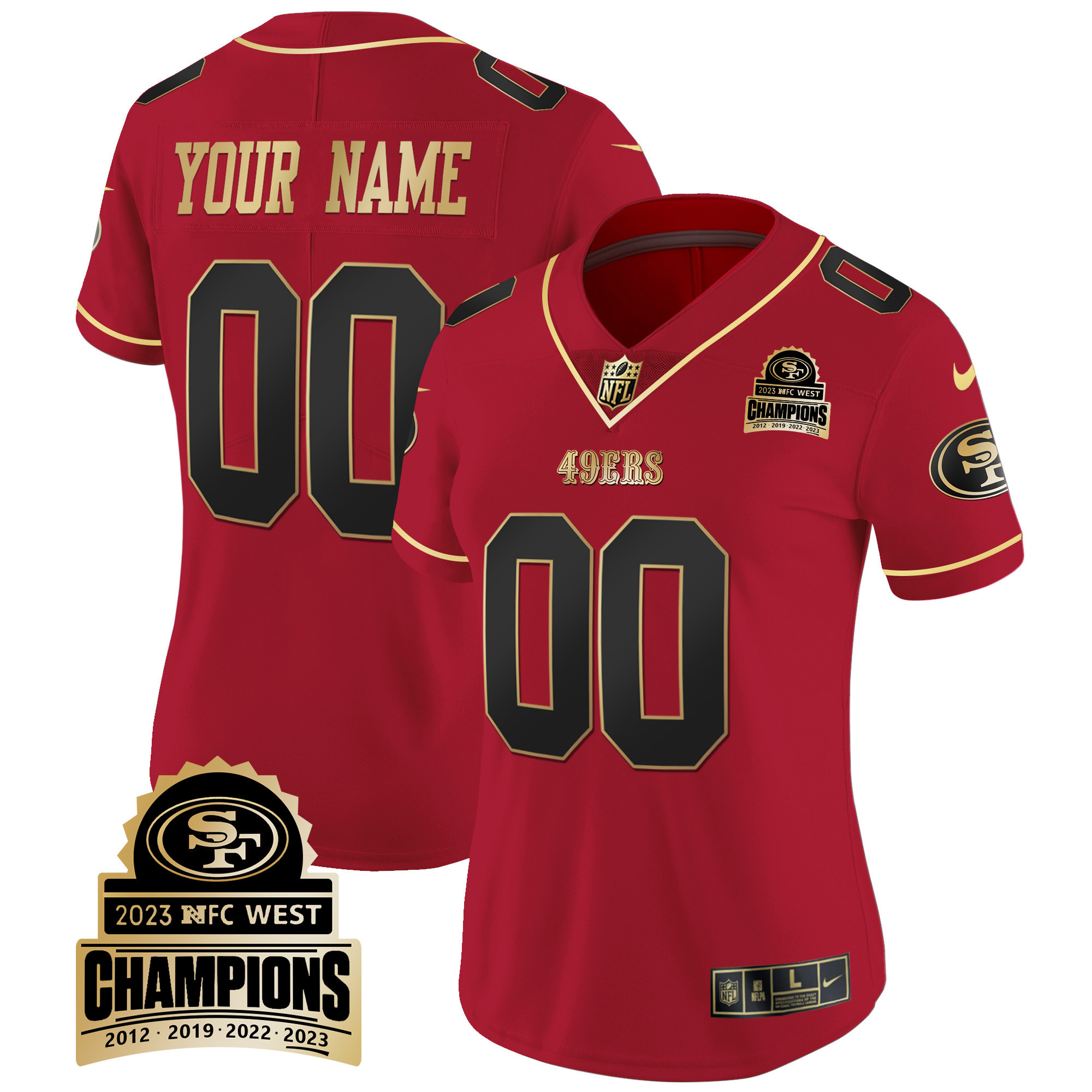 49ers 2023 NFC West Champions Patch Vapor Custom Jersey V4 - All Stitched - Image 8