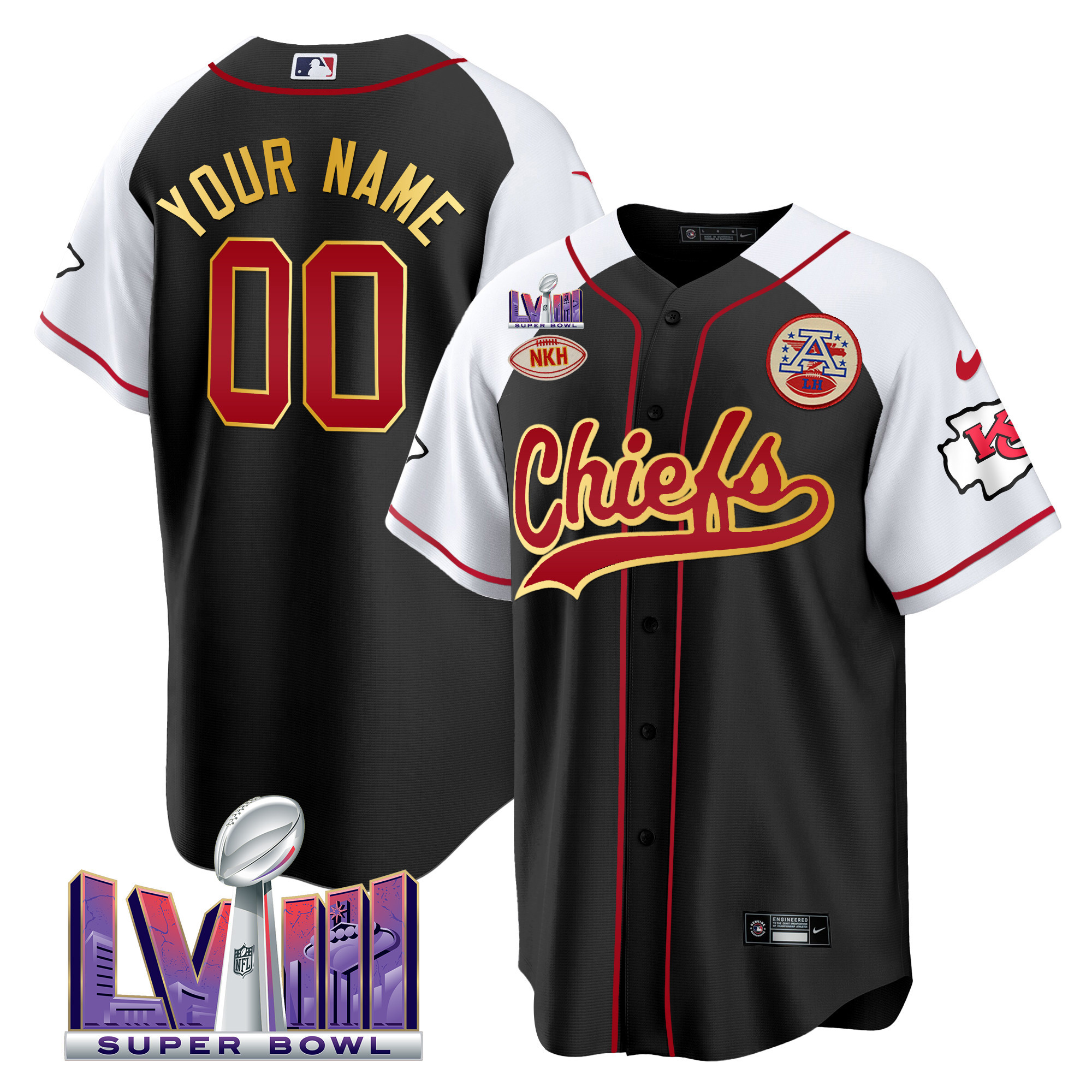 Chiefs Super Bowl LVIII Patch Baseball Custom Jersey - All Stitched - Image 4