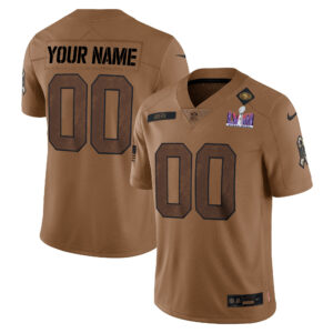 49ers Super Bowl LVIII Patch Salute To Service Brown Limited Custom Jersey - All Stitched