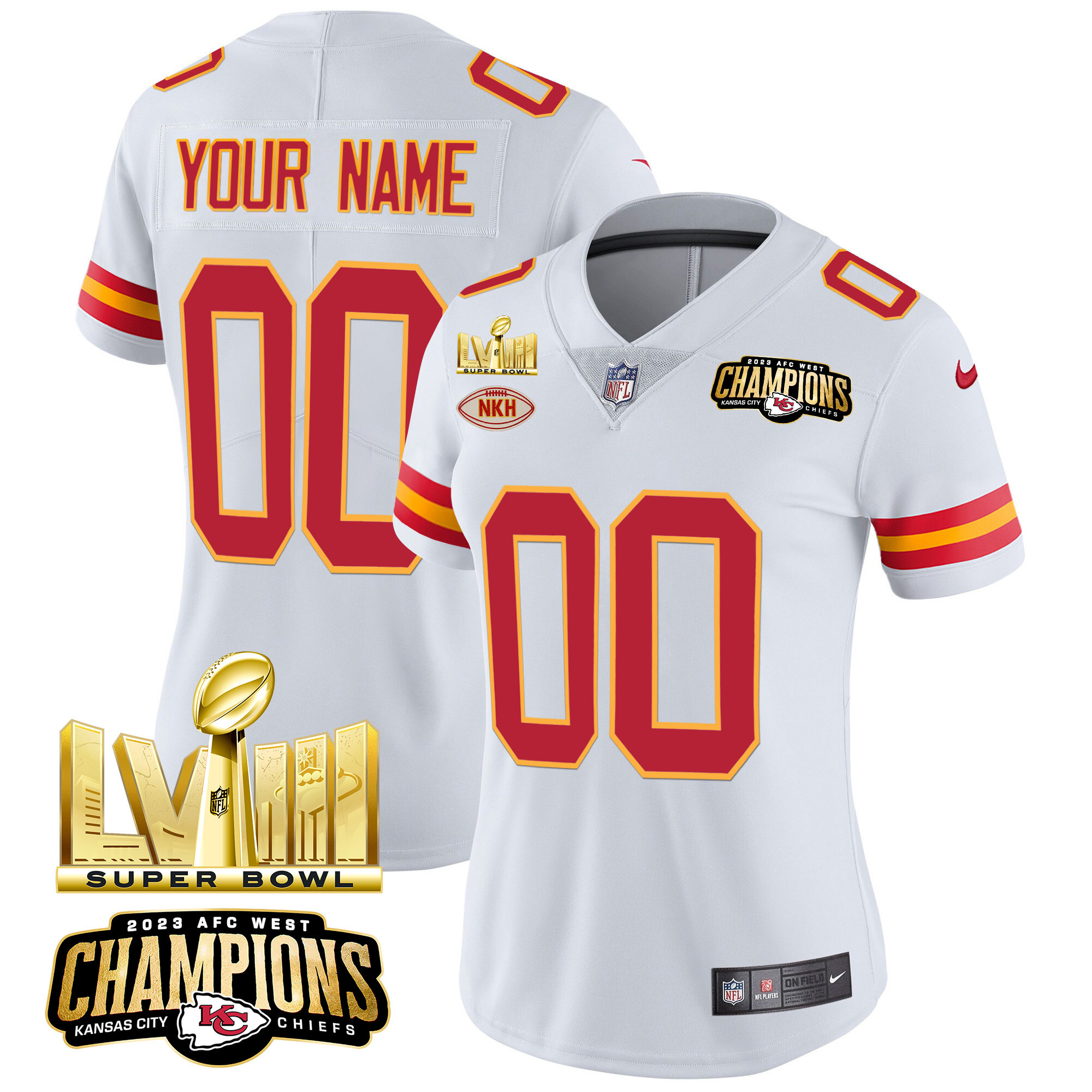 Chiefs AFC West Champions & Super Bowl LVIII Gold Patch Vapor Custom Jersey - All Stitched - Image 14