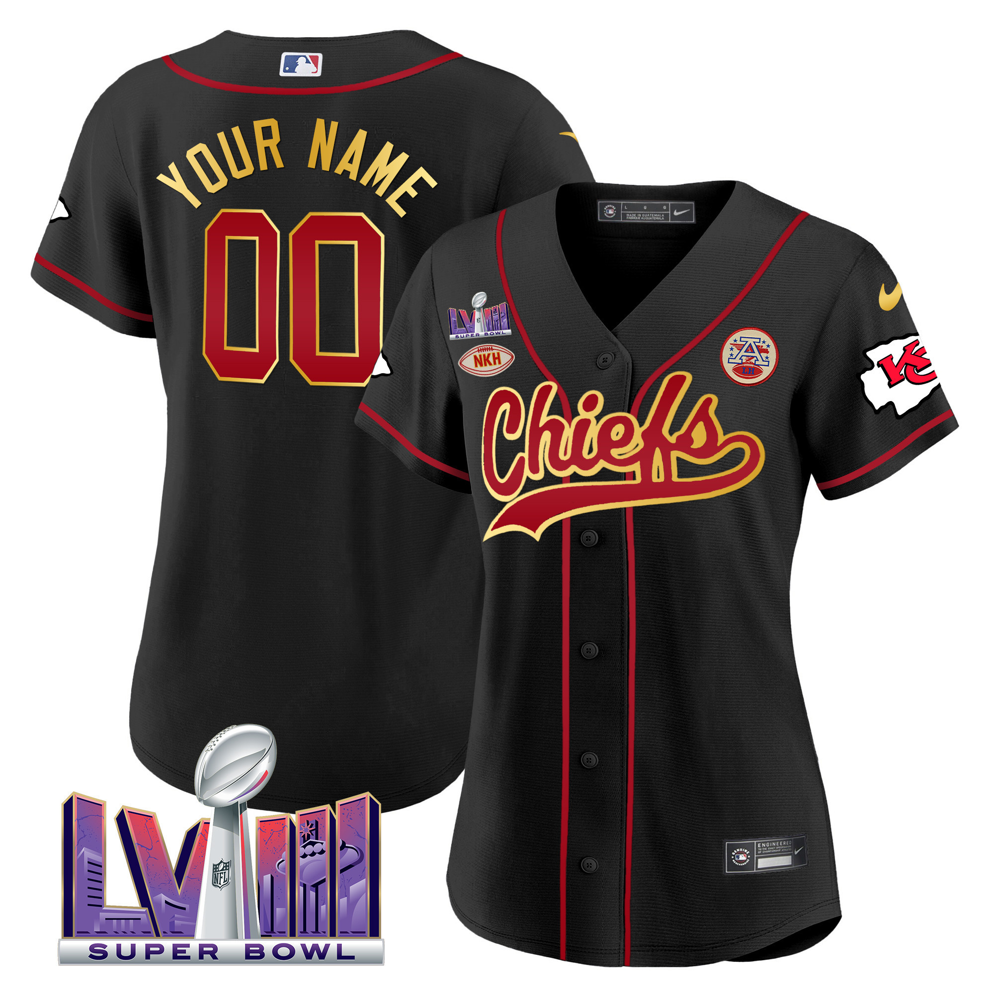 Chiefs Super Bowl LVIII Patch Baseball Custom Jersey - All Stitched - Image 8