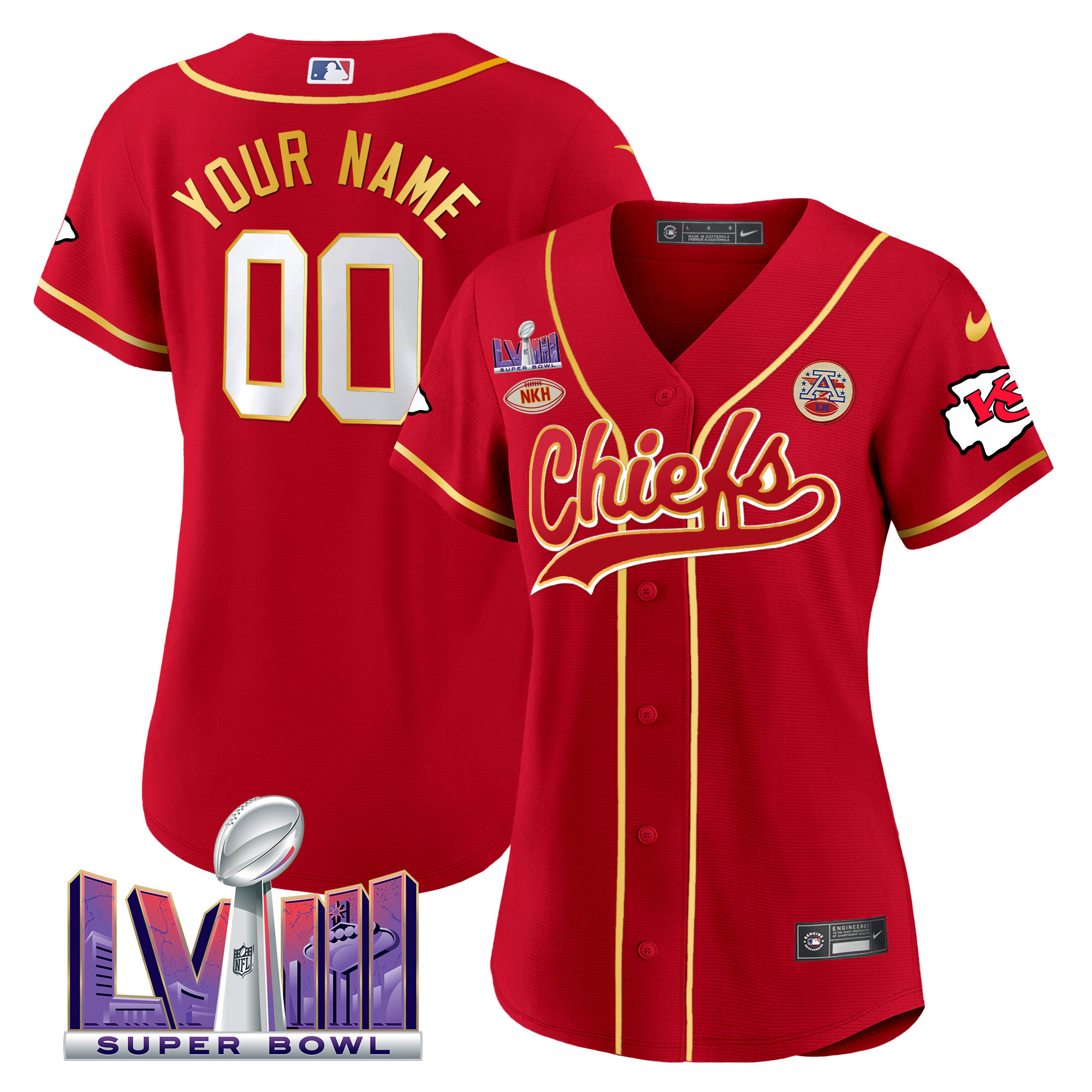 Chiefs Super Bowl LVIII Patch Baseball Custom Jersey - All Stitched - Image 6