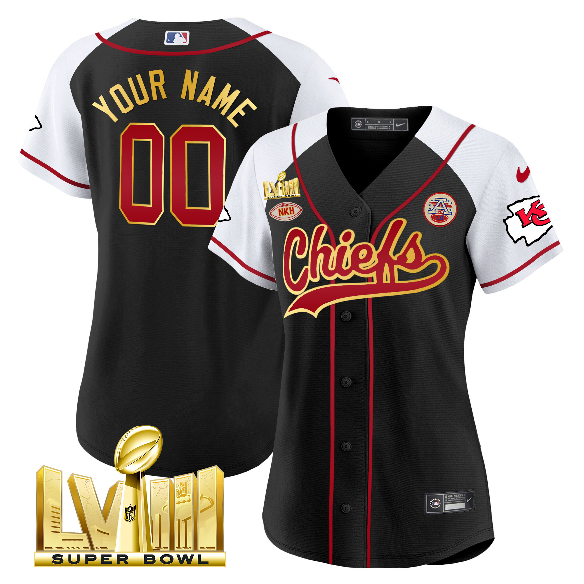 Chiefs Super Bowl LVIII Gold Patch Baseball Custom Jersey - All Stitched - Image 9