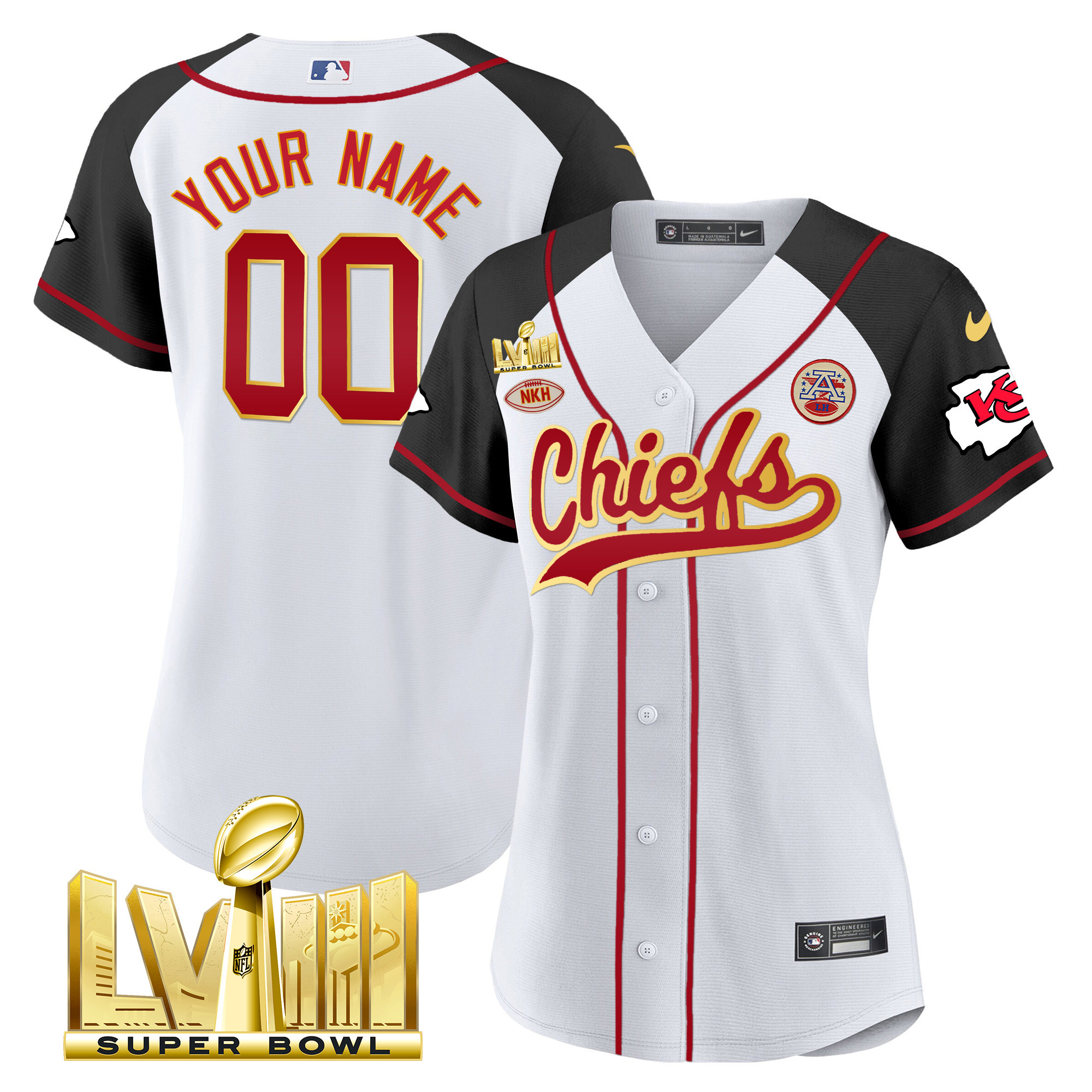 Chiefs Super Bowl LVIII Gold Patch Baseball Custom Jersey - All Stitched - Image 10