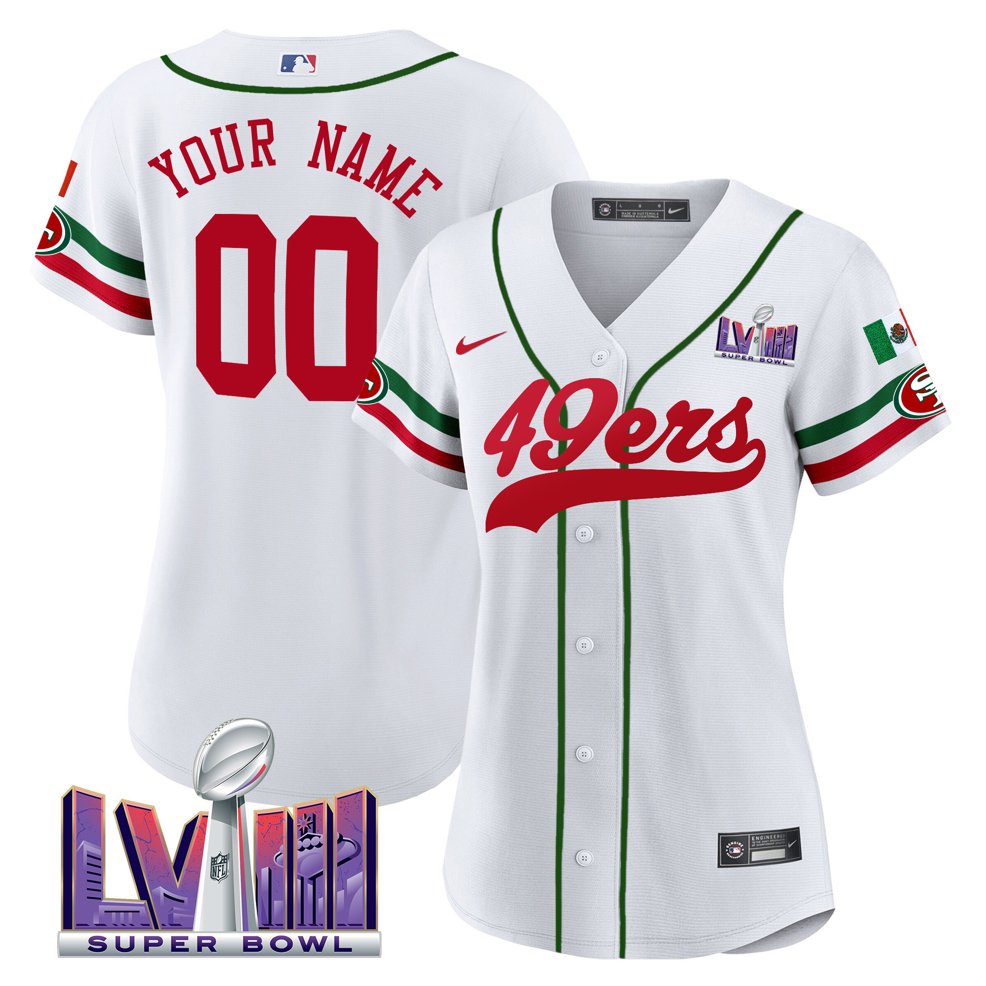 49ers Mexico Super Bowl LVIII Patch Baseball Custom Jersey - All Stitched - Image 7