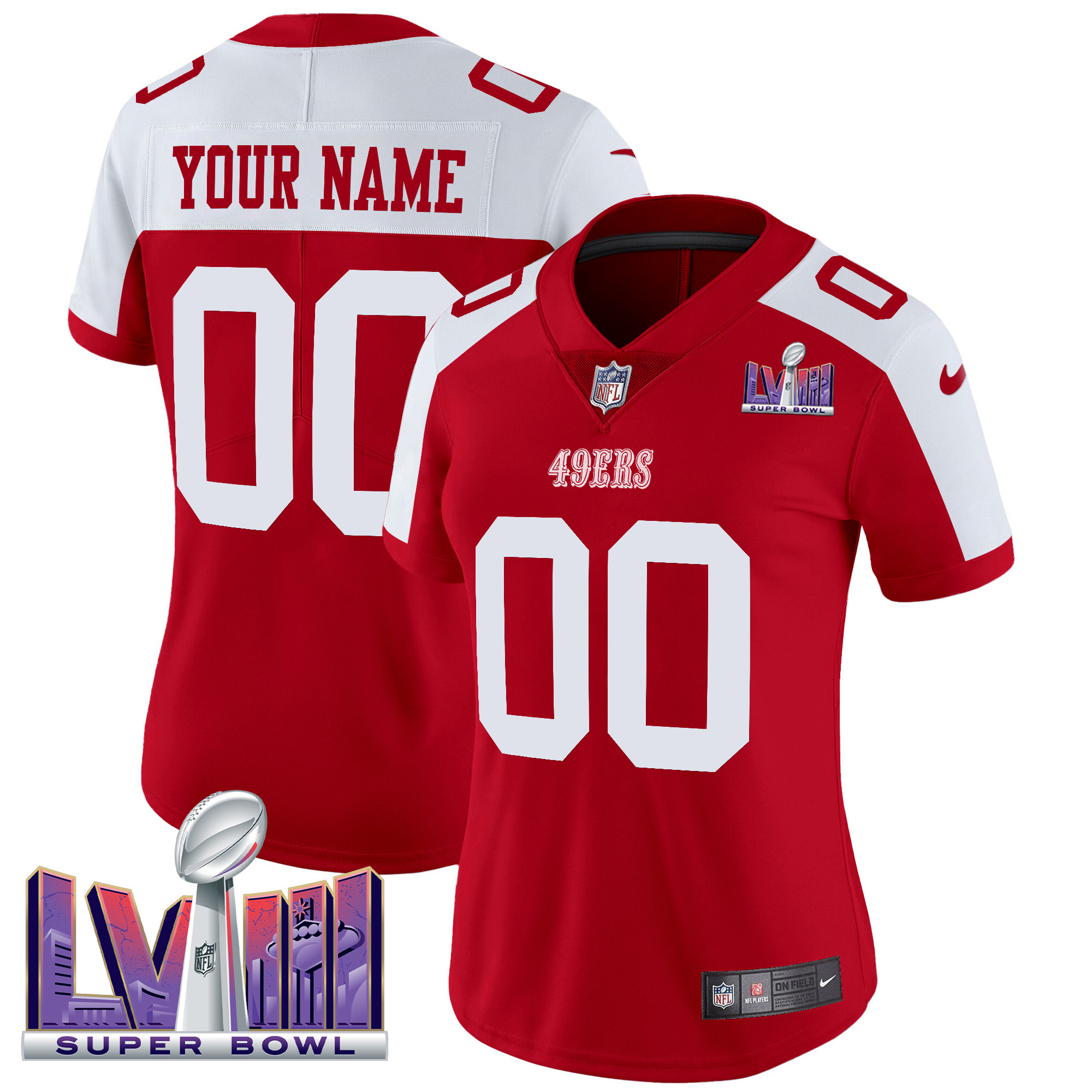 49ers Super Bowl LVIII Patch Vapor Limited Custom Jersey - All Stitched - Image 8