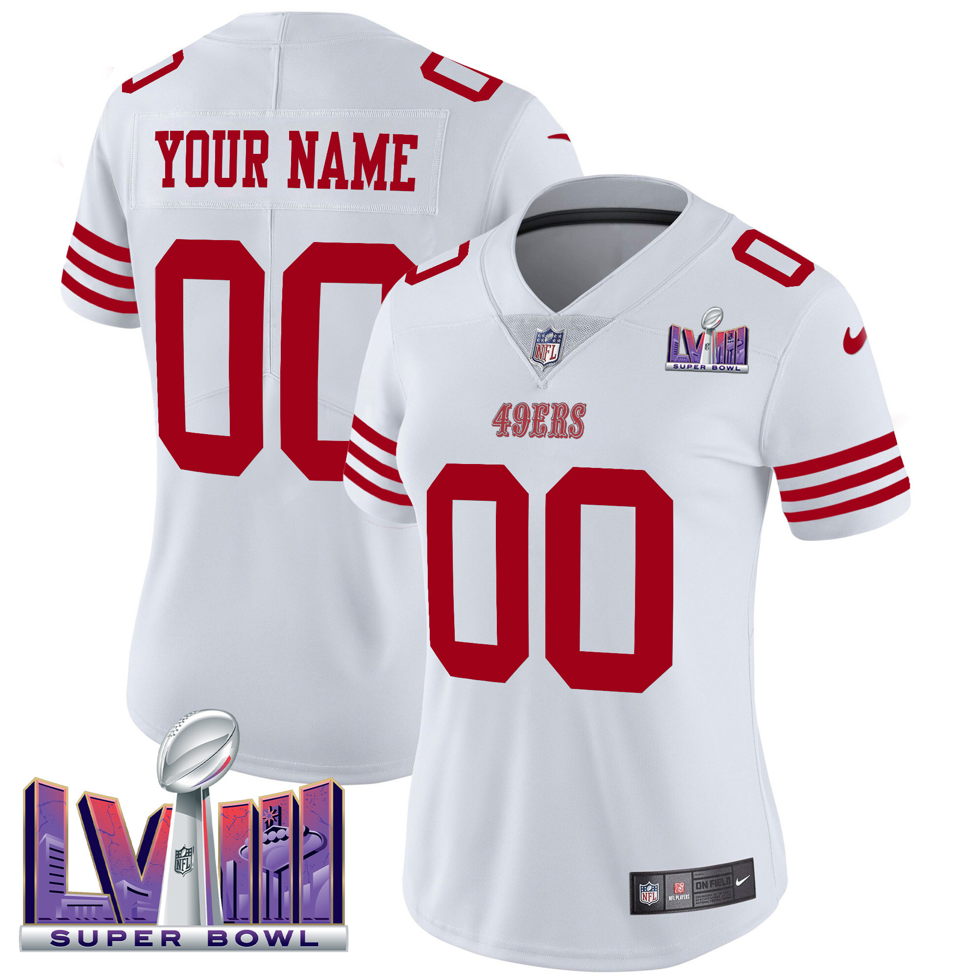 49ers Super Bowl LVIII Patch Vapor Limited Custom Jersey - All Stitched - Image 6