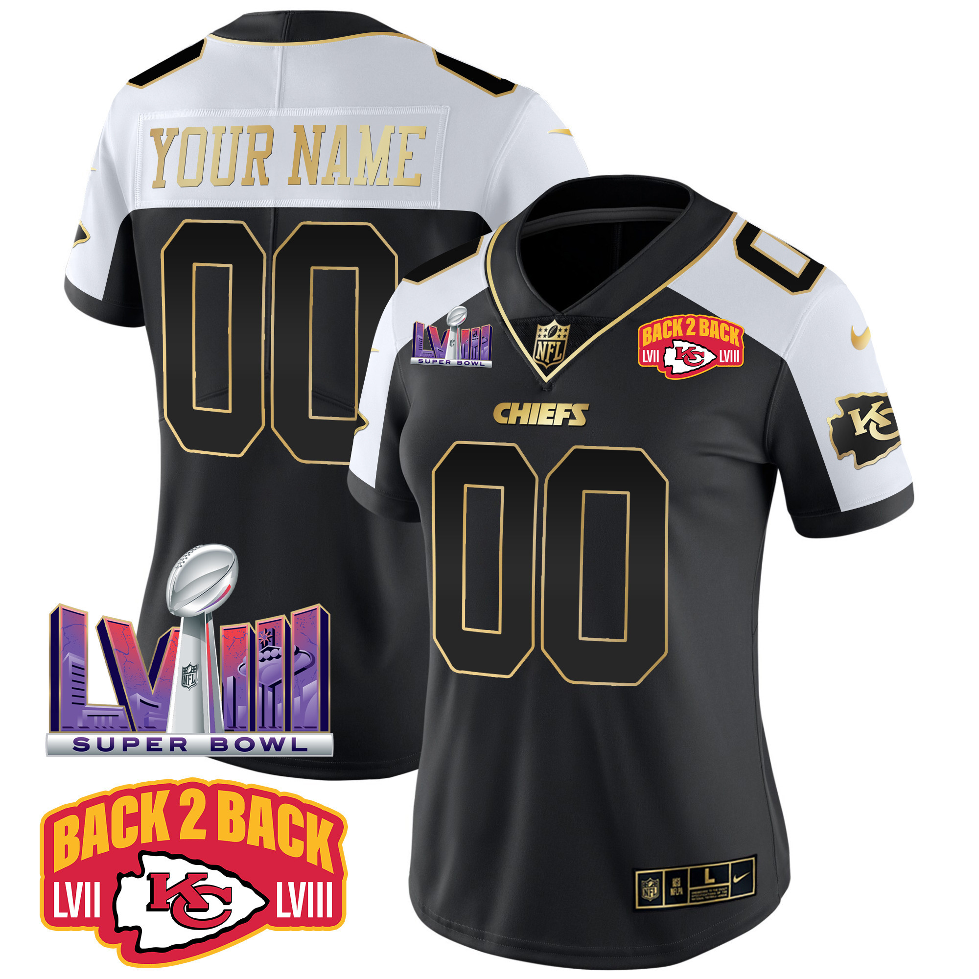 Chiefs Super Bowl LVIII & Back 2 Back Patch Vapor Custom Jersey V2 - All Stitched - Image 10