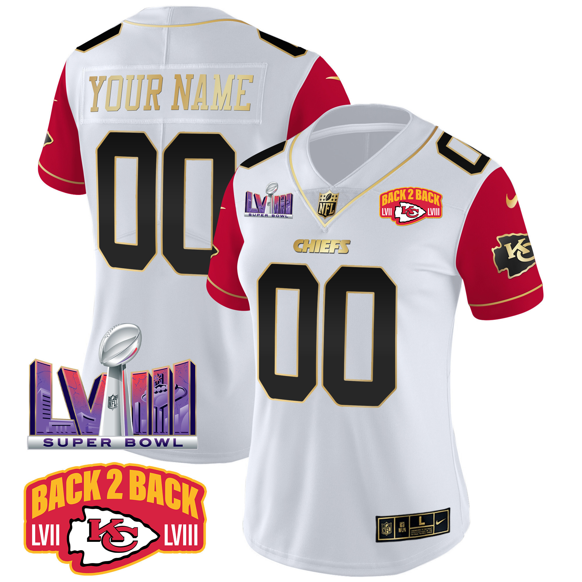 Chiefs Super Bowl LVIII & Back 2 Back Patch Vapor Custom Jersey V2 - All Stitched - Image 12